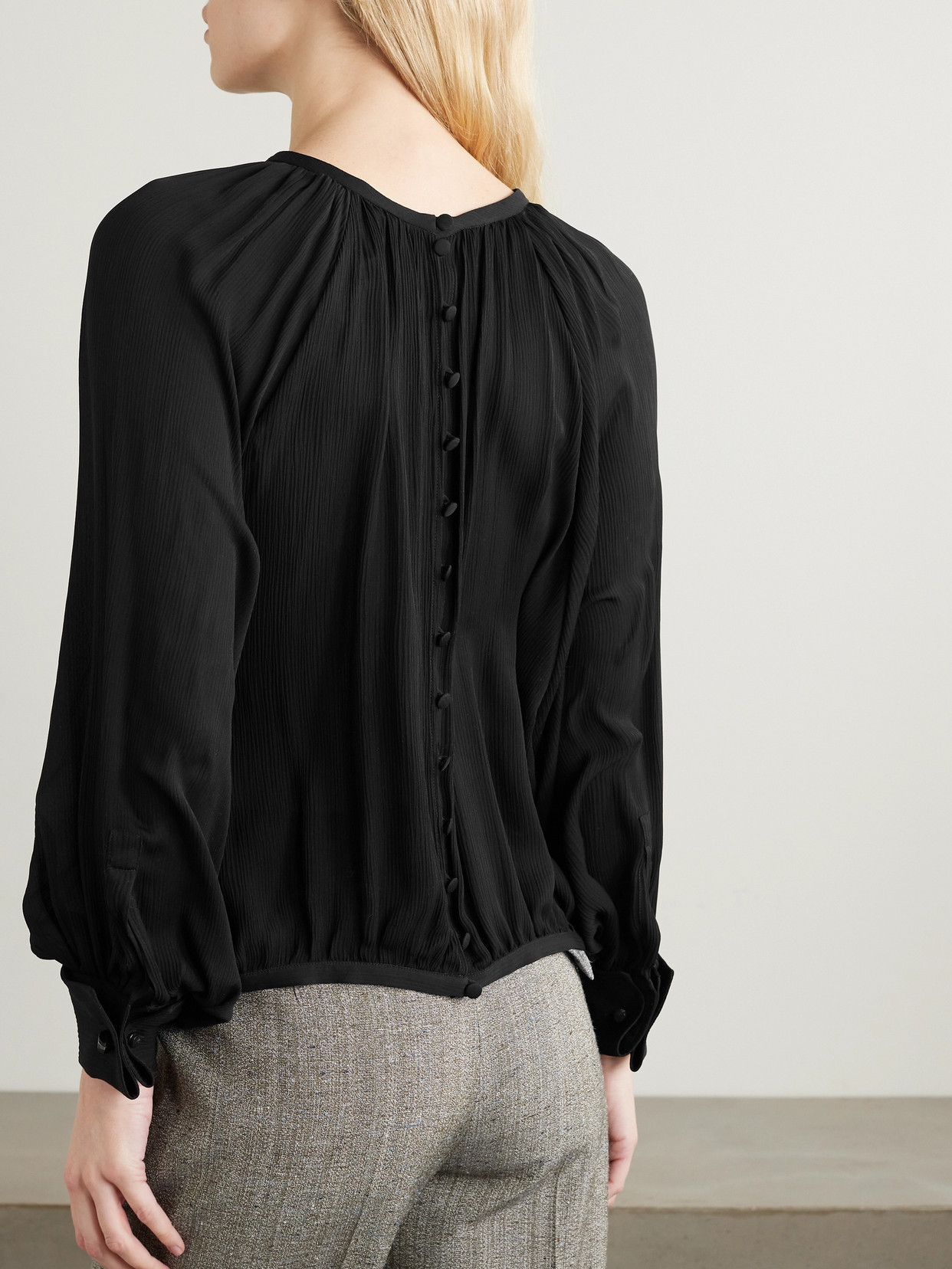 Narvel Plissé-Silk Blouse