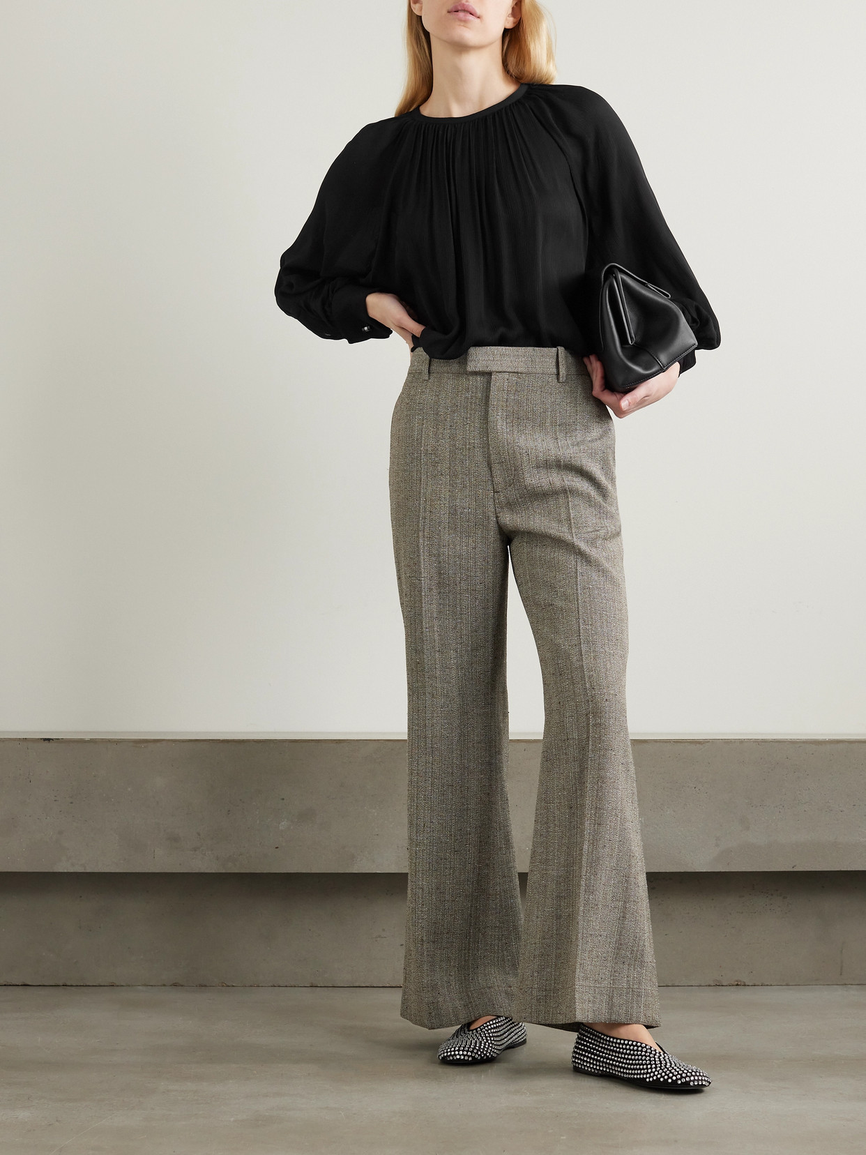Narvel Plissé-Silk Blouse