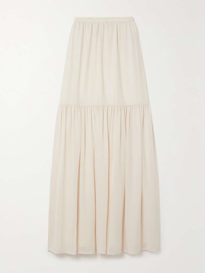 Max Mara Cafila Tiered Wool-gauze Maxi Skirt - UK 16