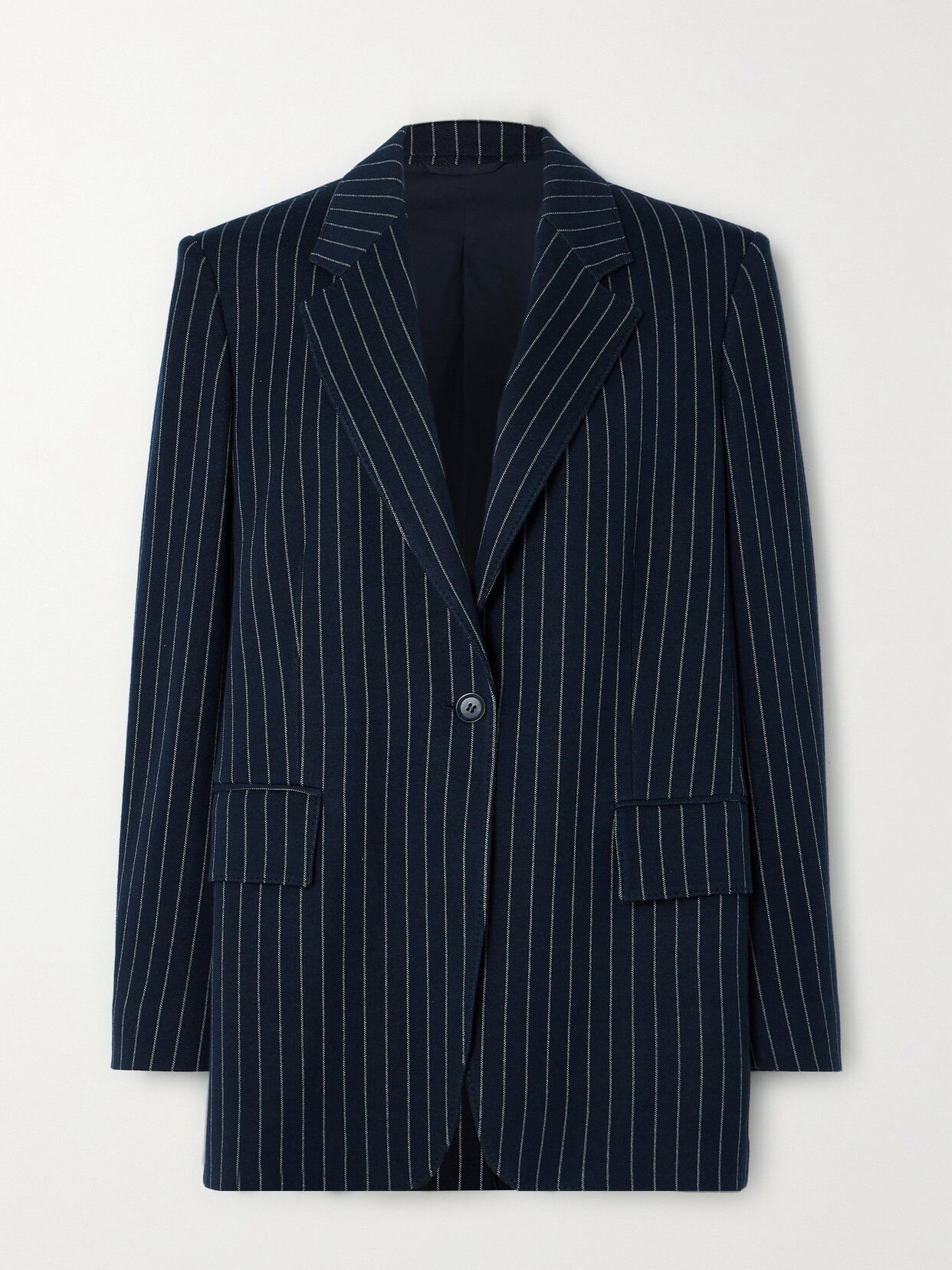 Max Mara - Aceri Pinstriped Cotton, Cashmere And Silk-blend Blazer - Blue