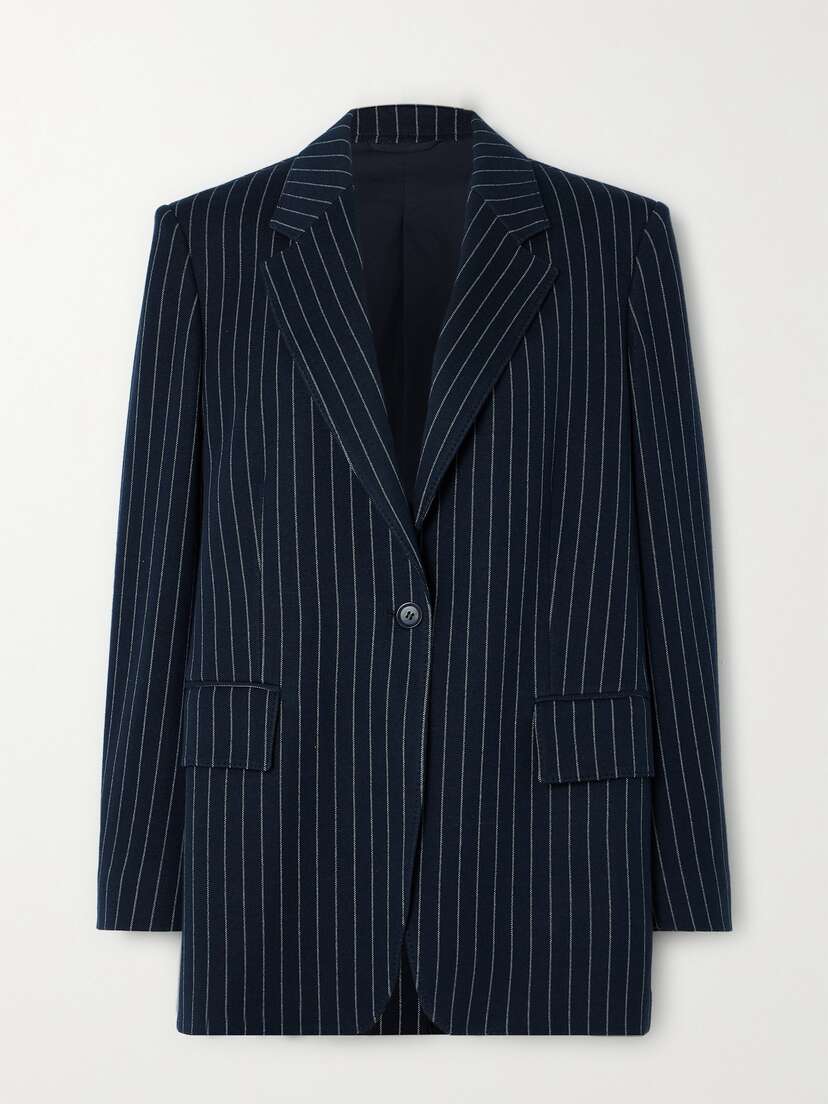 Max Mara Aceri Pinstriped Cotton, Cashmere And Silk-blend Blazer
