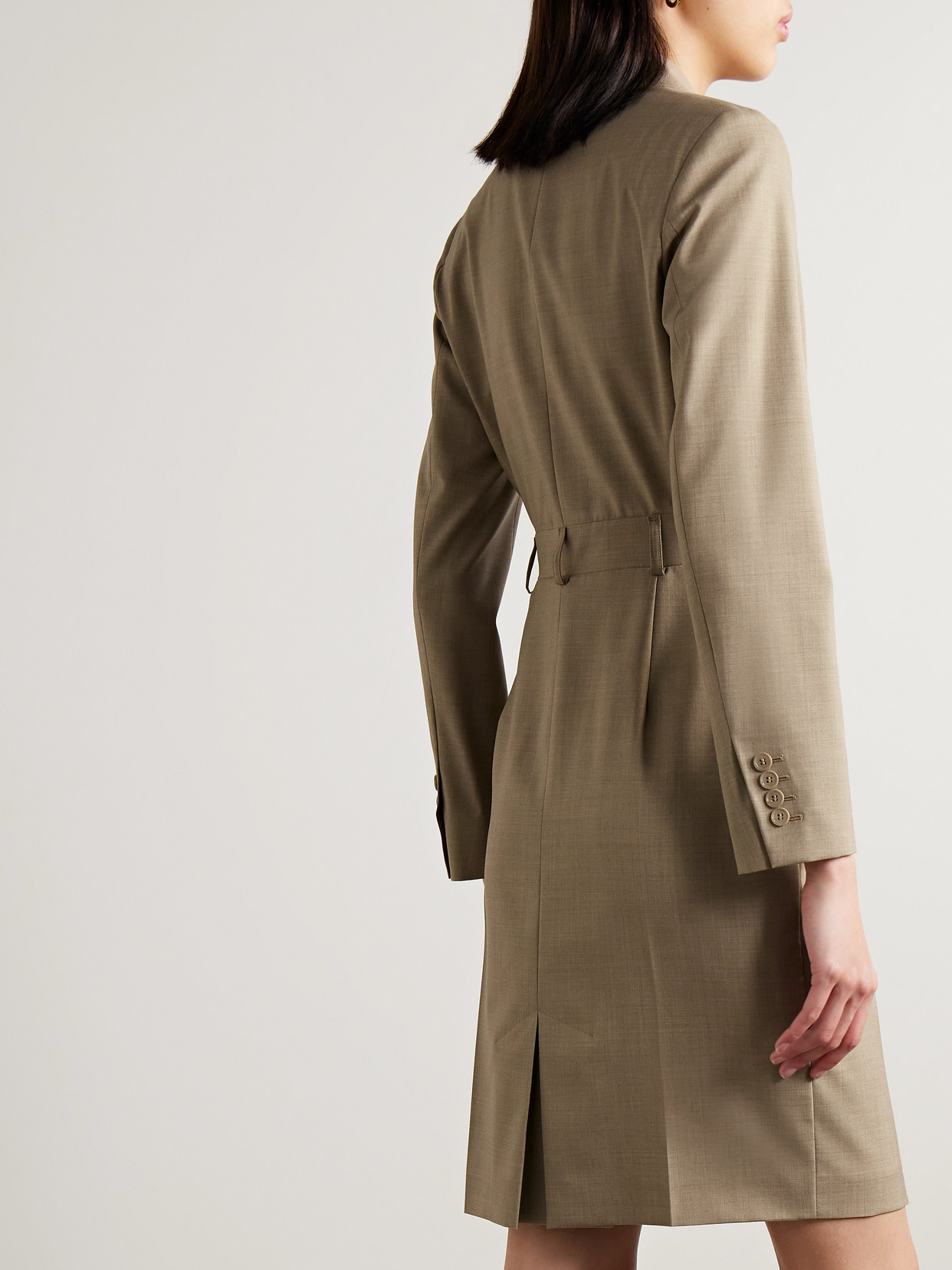 Max Mara Odessa Wrap-effect Wool Dress In Neutrals