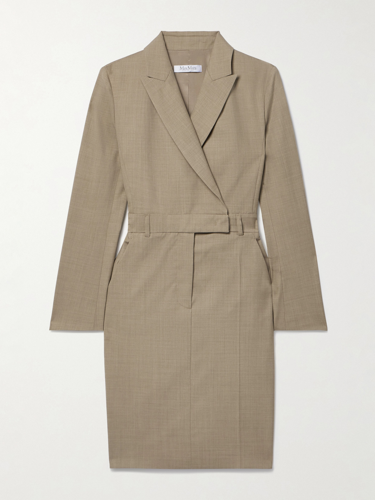 Max Mara Odessa Wrap-effect Wool Dress In Neutrals