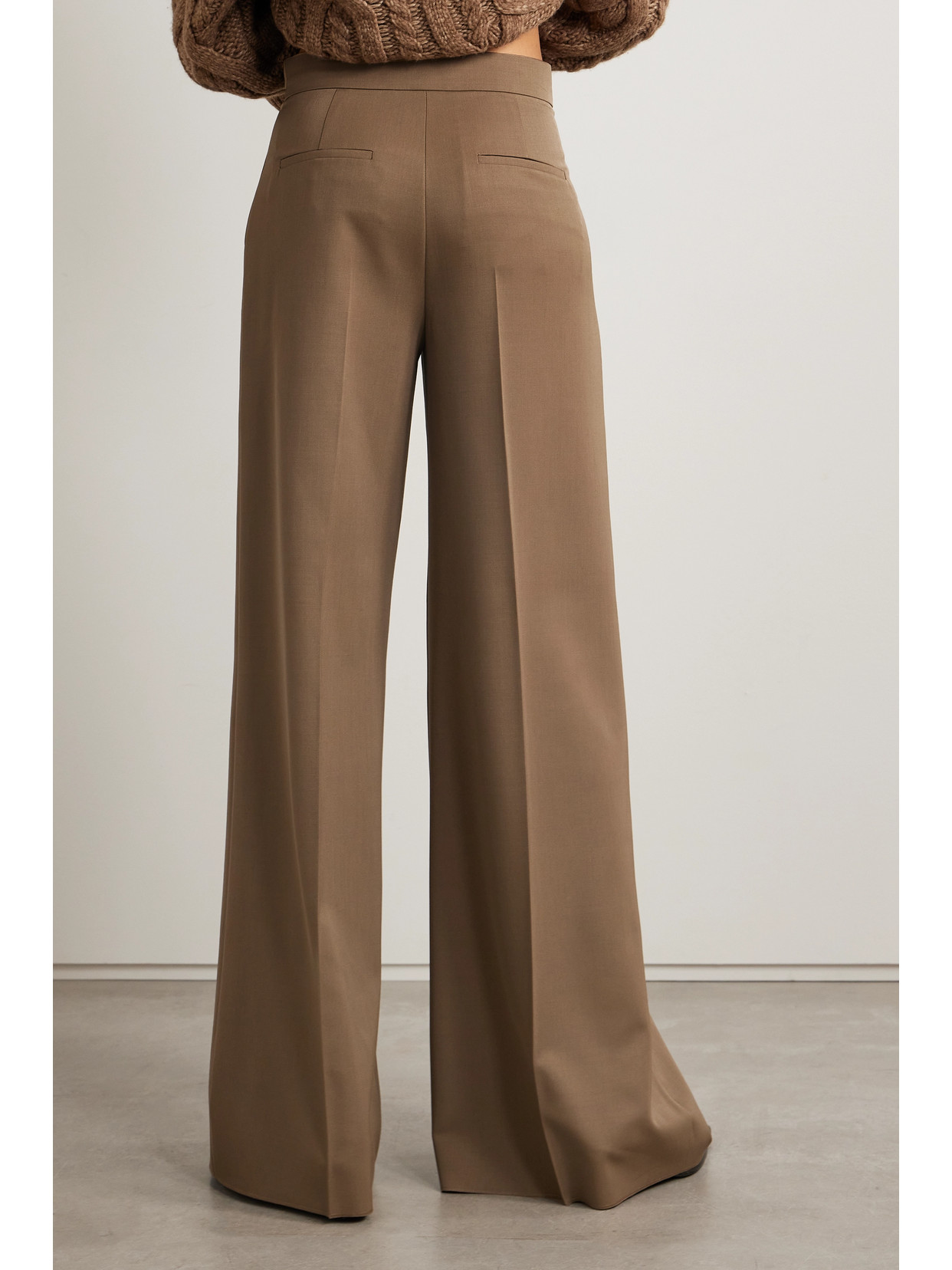 Max Mara Libbra Pleated Wool And Mohair-blend Twill Wide-leg Pants In Brown