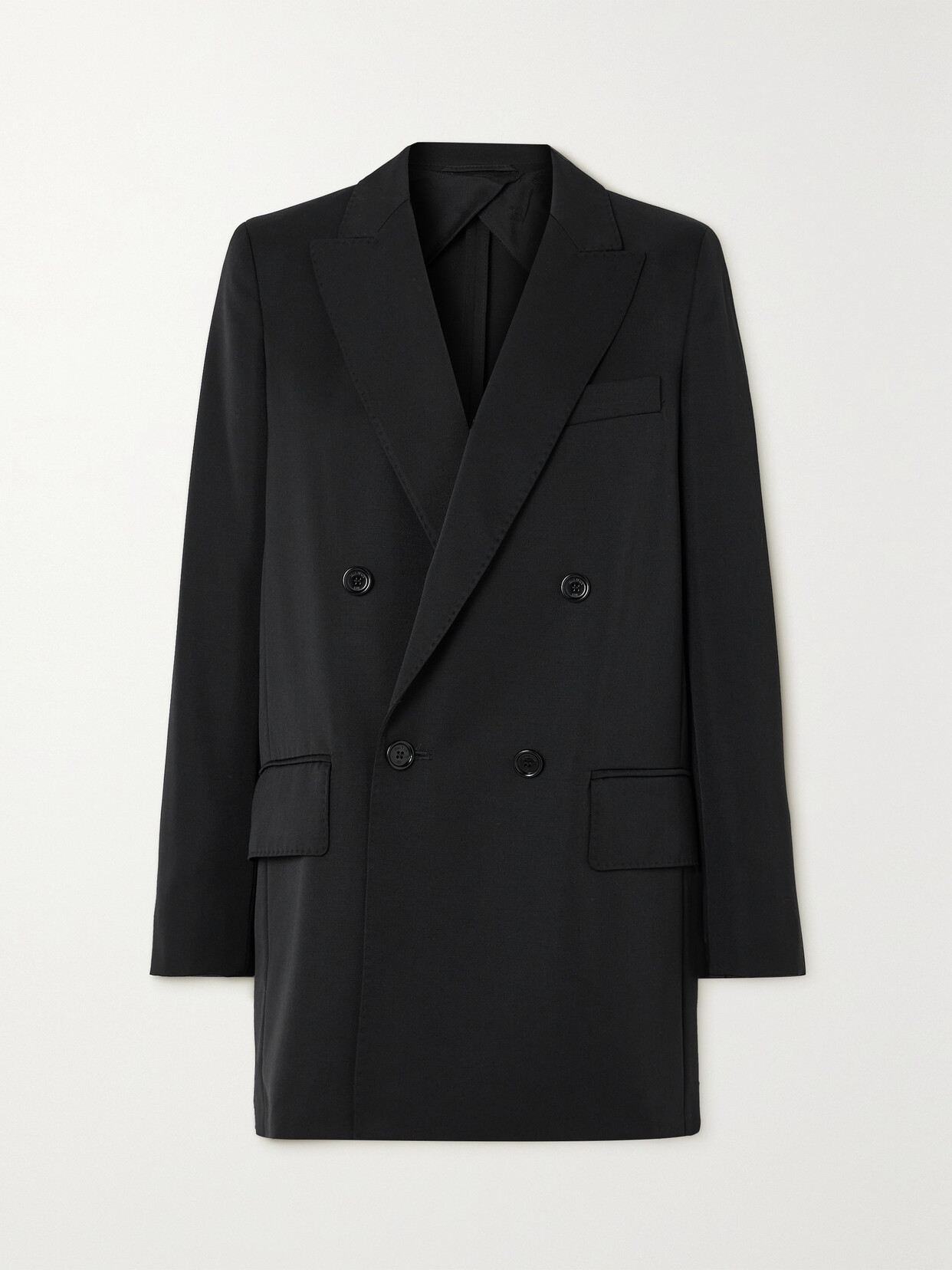 Shop Max Mara Levico Double-breasted Wool And Mohair-blend Twill Blazer In Black