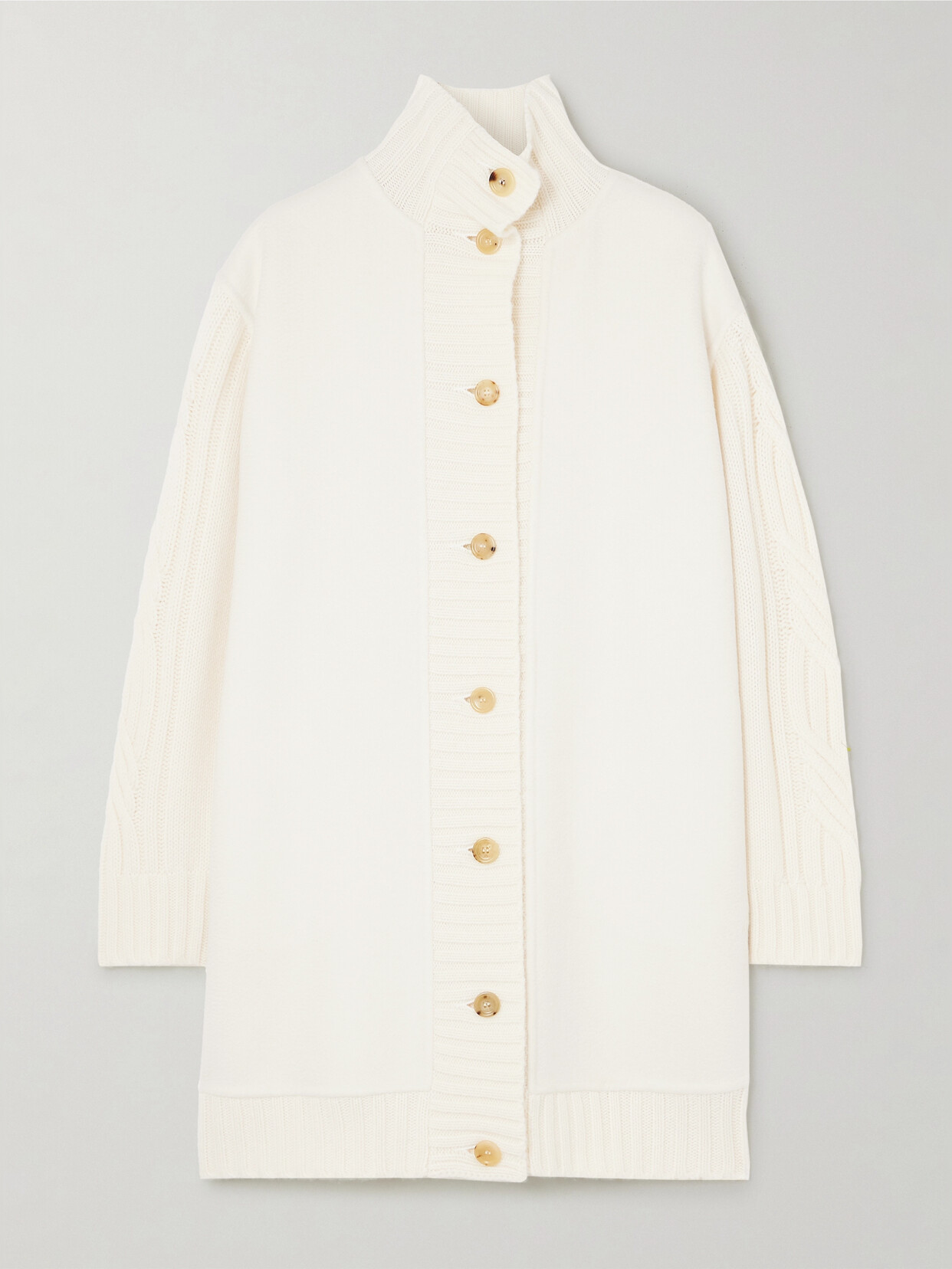 Shop Max Mara Alcazar Oversized Cable-knit Wool And Cashmere-blend Cardigan In White