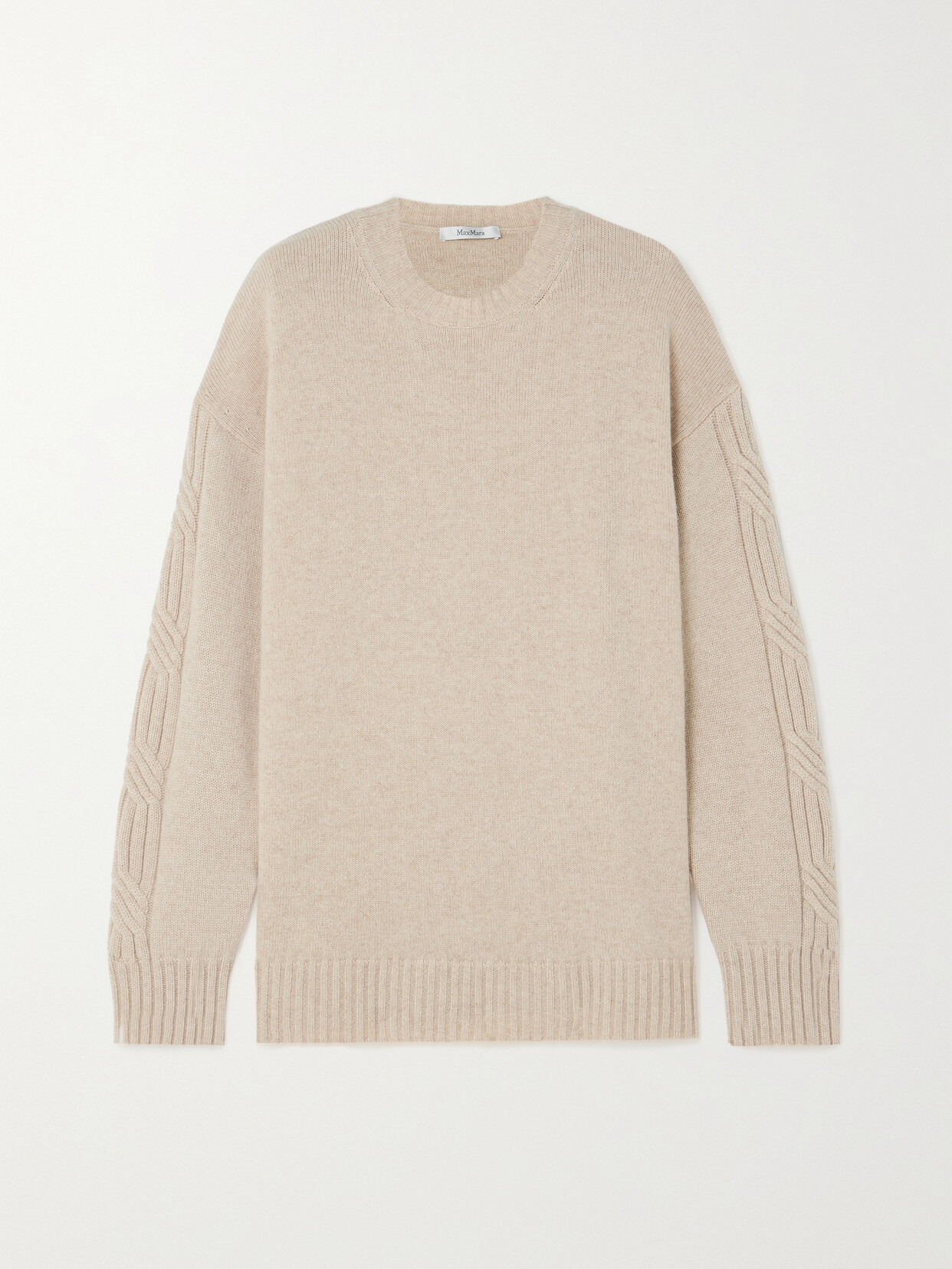 Max Mara Vicini Cashmere Side Braid Sweater In Neutrals