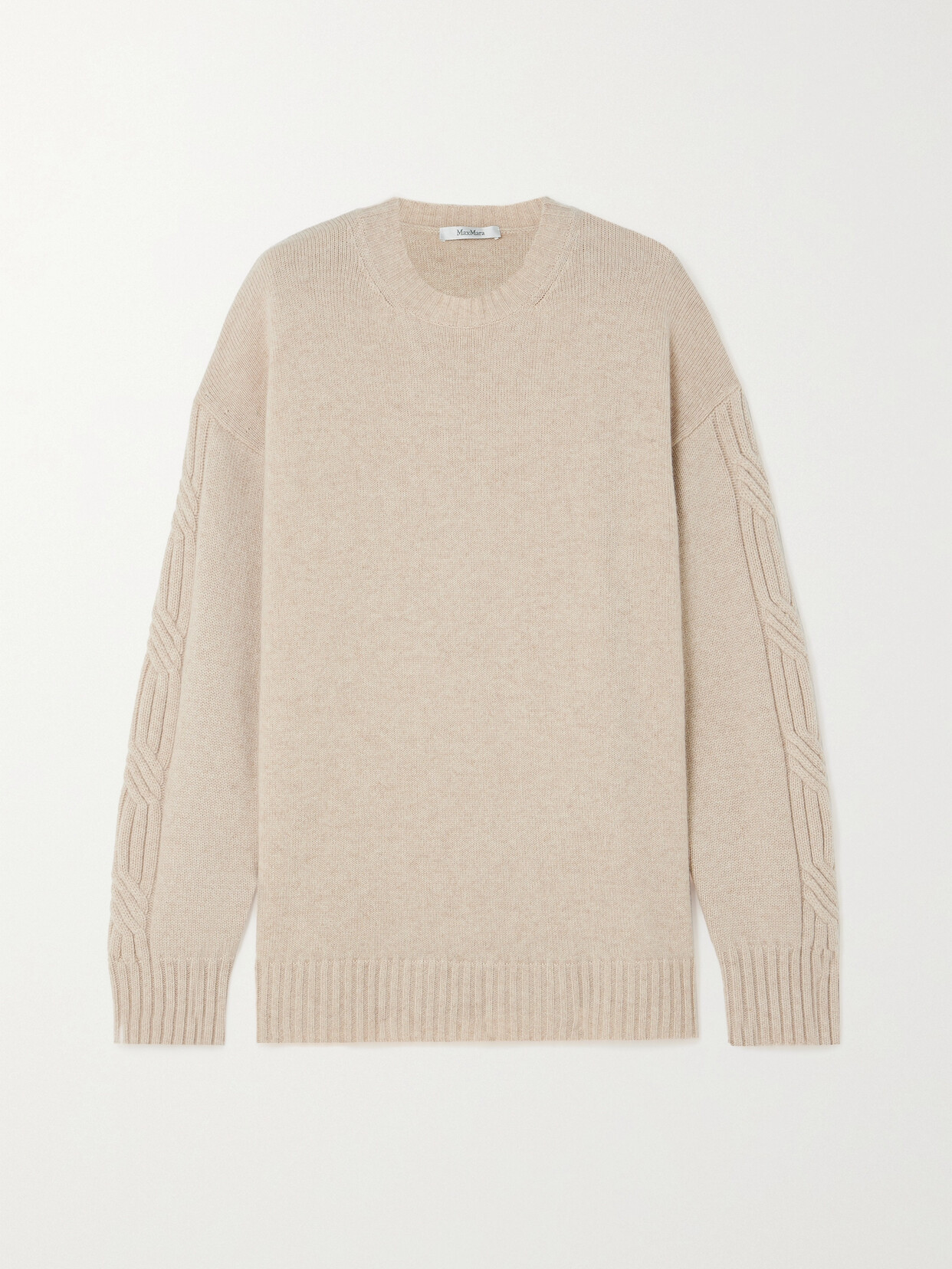 Shop Max Mara Vicini Cable-knit Cashmere Sweater In Neutrals