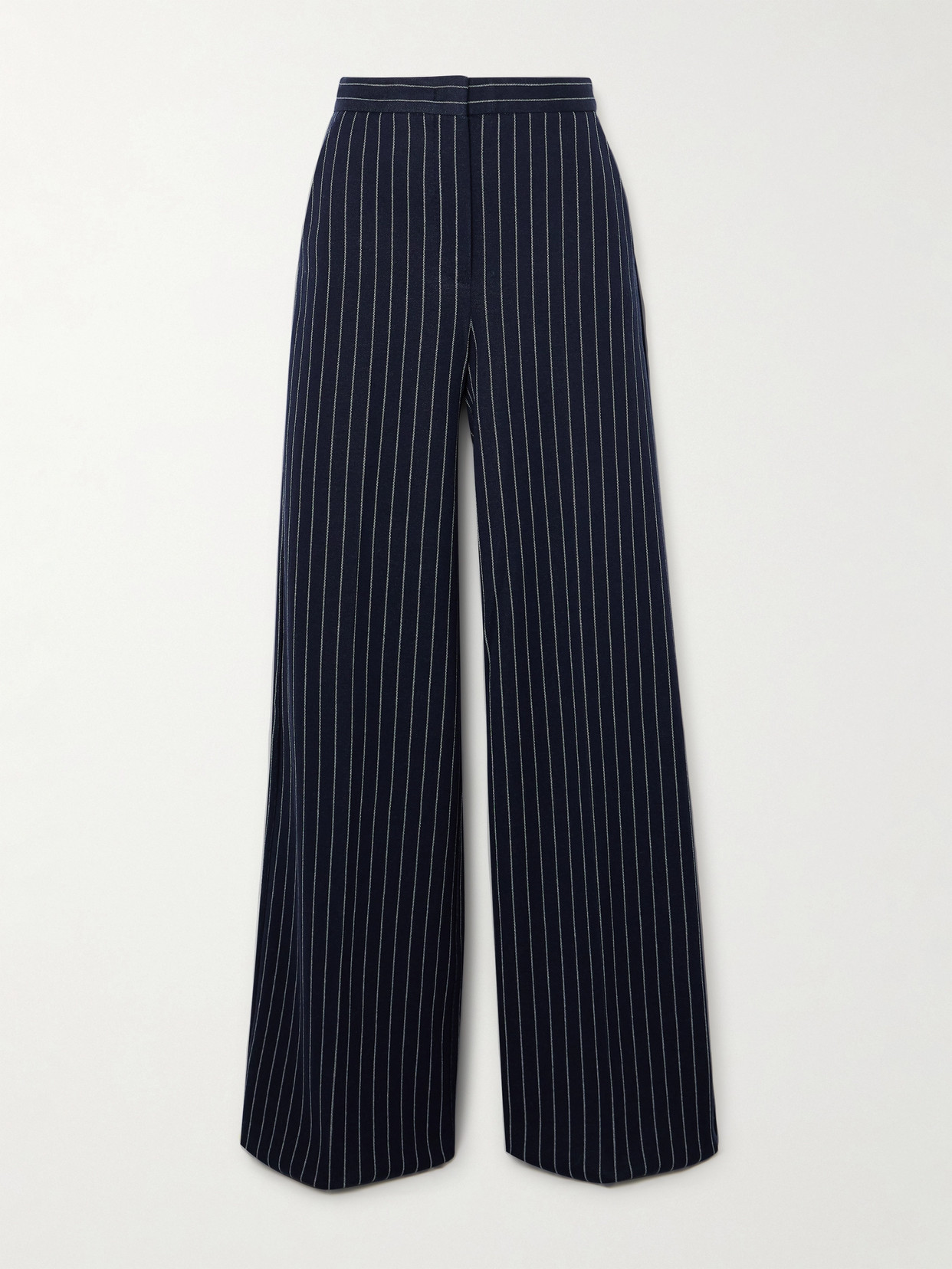 Max Mara - Benito Pinstriped Cotton, Cashmere And Silk-blend Wide-leg Pants - Blue