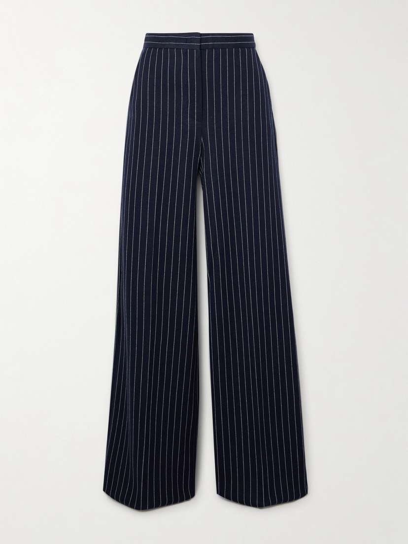 Max Mara Benito Pinstriped Cotton, Cashmere And Silk-blend Wide-leg Pants