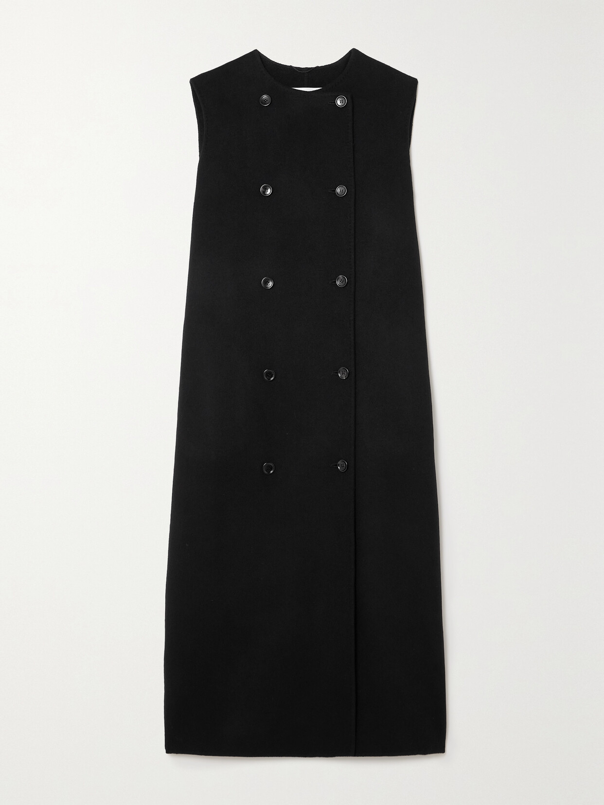 Max Mara Plava Double-breasted Wool And Cashmere-blend Vest In Black