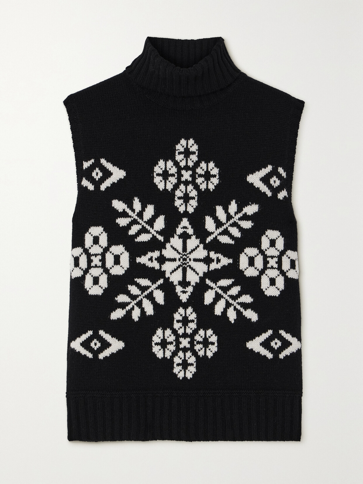 Shop Max Mara Vivy Jacquard-knit Wool And Cashmere-blend Turtleneck Vest In Black