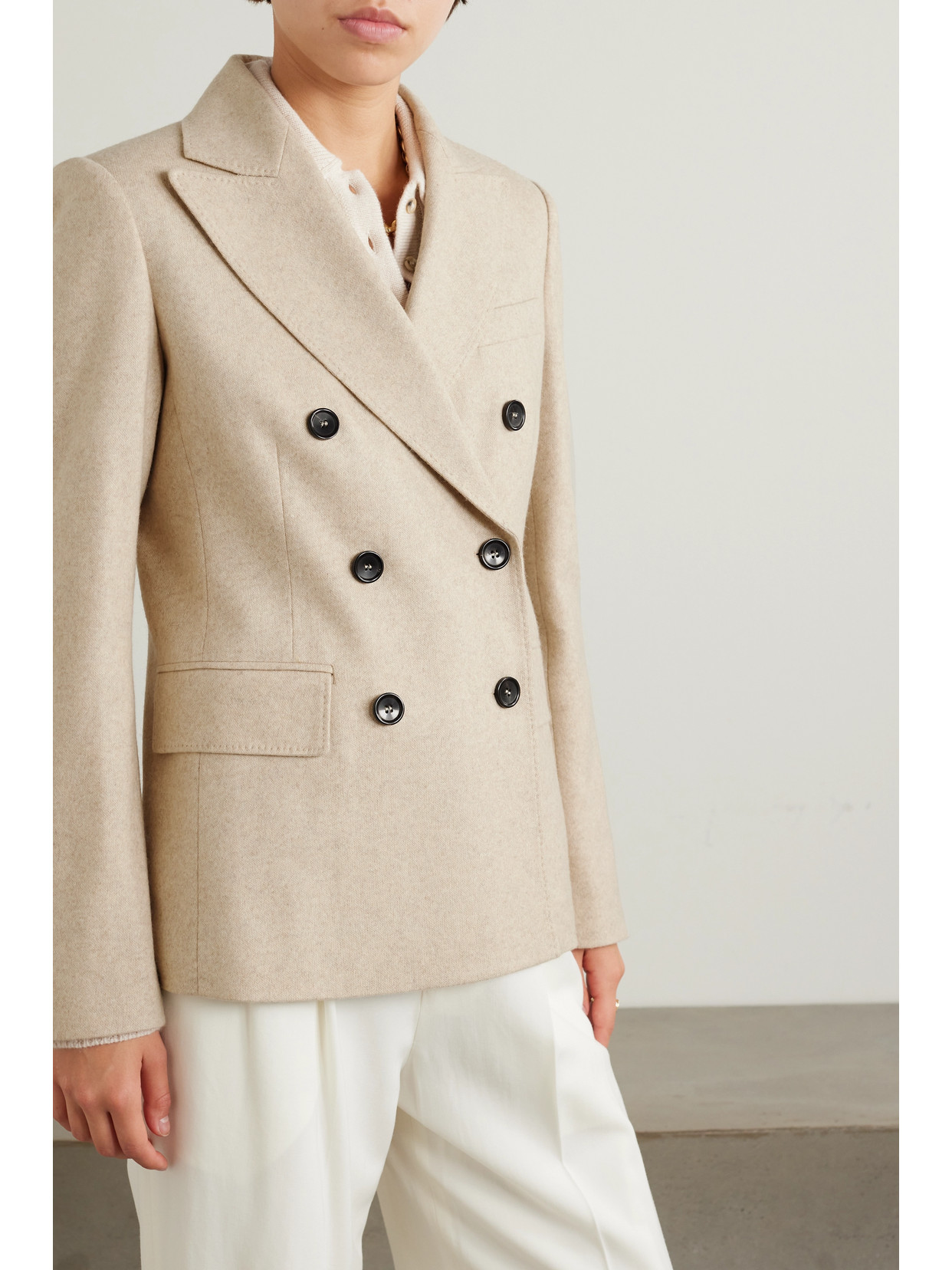 Shop Max Mara Calata Double-breasted Cashmere Blazer In Neutrals