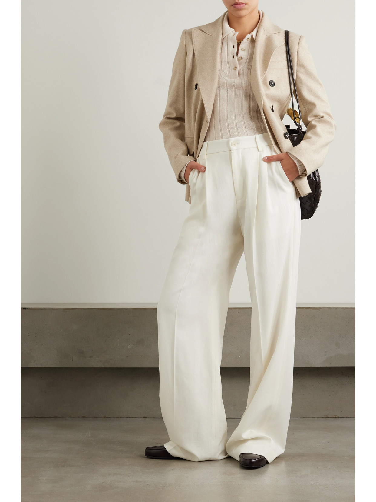 Shop Max Mara Calata Double-breasted Cashmere Blazer In Neutrals