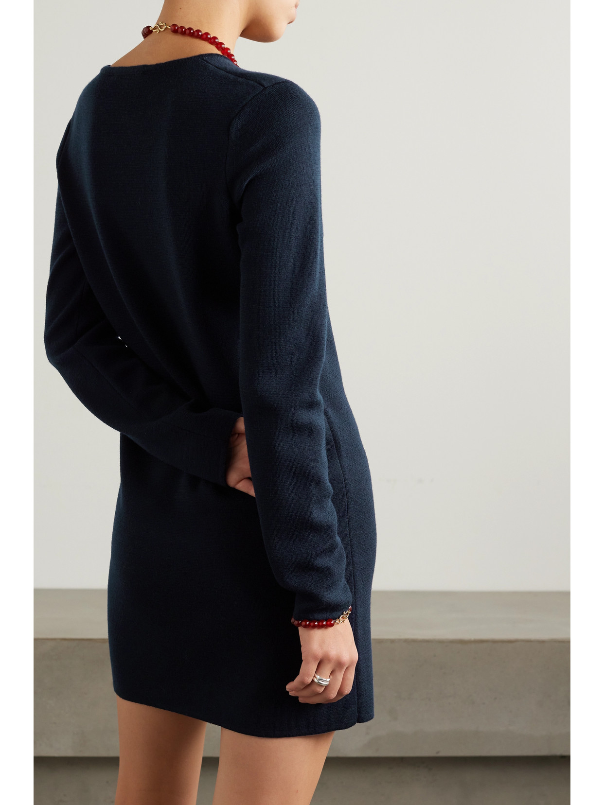 Shop Max Mara Eridani Wool Mini Dress In Blue