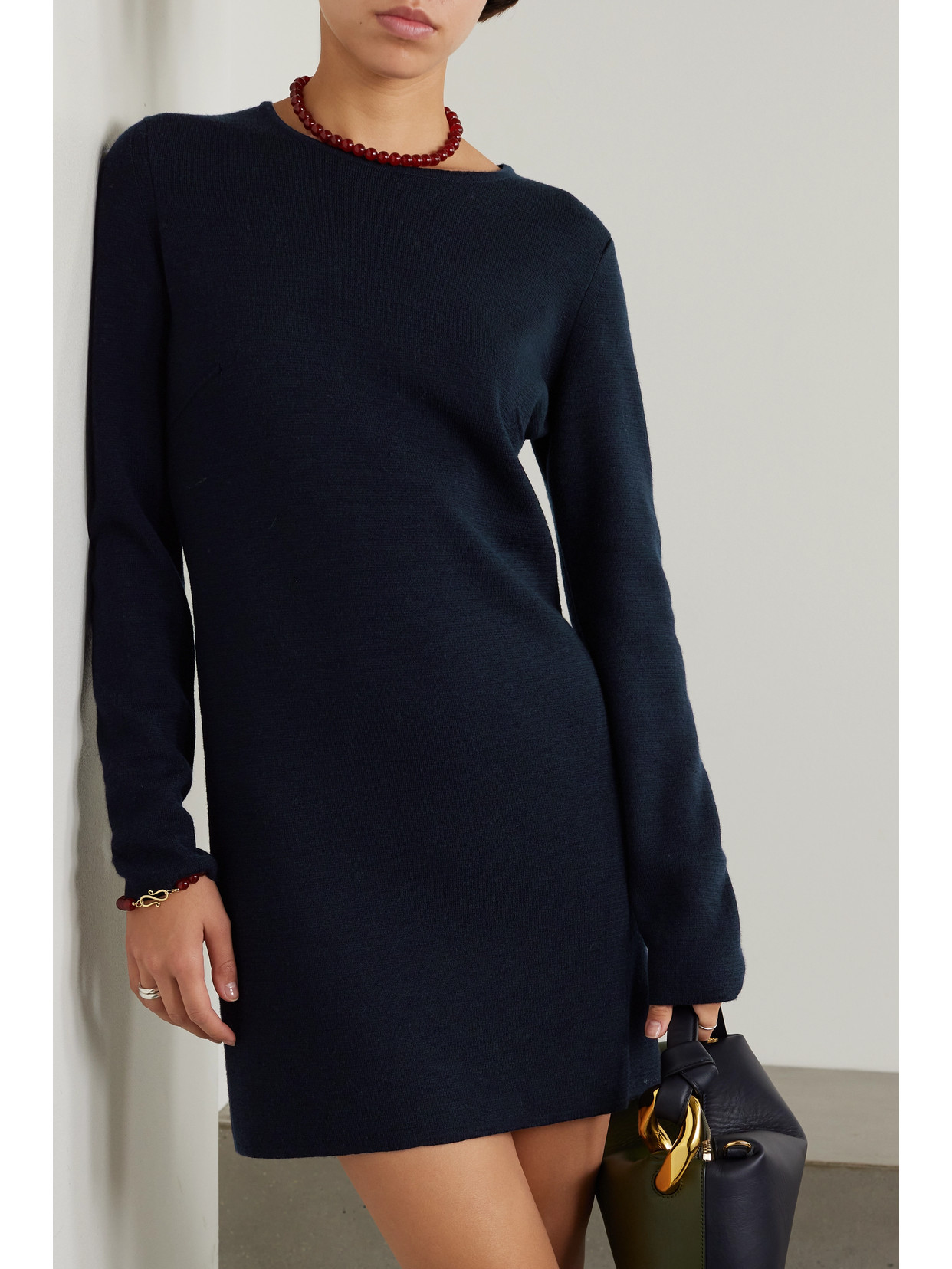 Shop Max Mara Eridani Wool Mini Dress In Blue