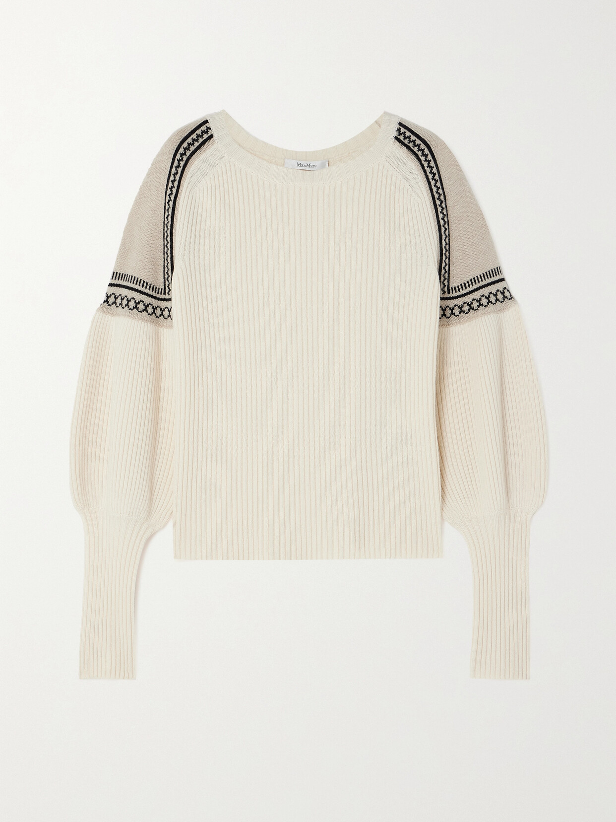 Shop Max Mara Cosetta Jacquard-knit Wool And Cashmere-blend Sweater In White