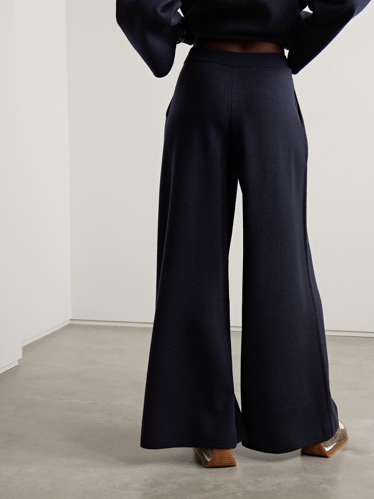 Shop Max Mara Pleated Wool Wide-leg Pants In Blue