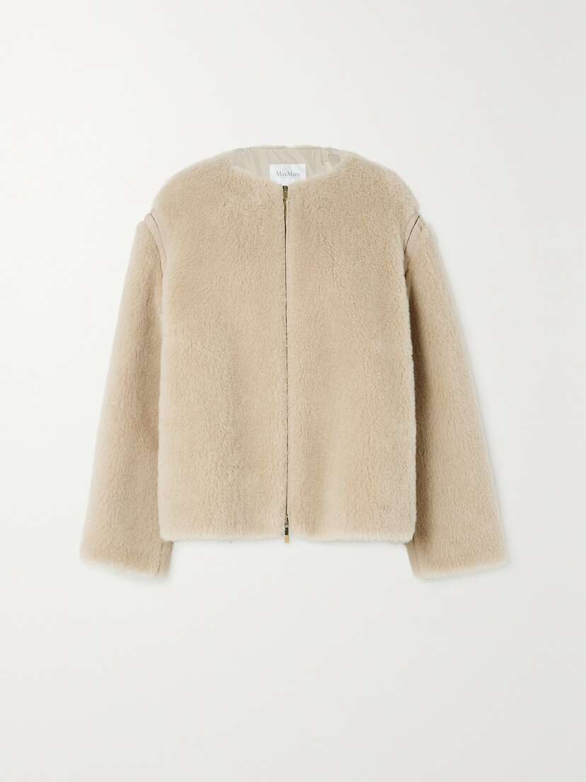 Max Mara Panno Grosgrain-trimmed Alpaca, Wool And Silk-blend Fleece Jacket