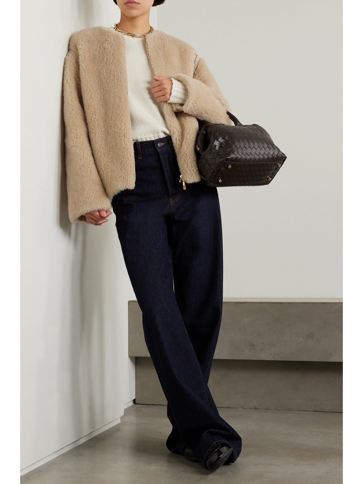 MAX MARA PANNO GROSGRAIN-TRIMMED ALPACA, WOOL AND SILK-BLEND FLEECE JACKET
