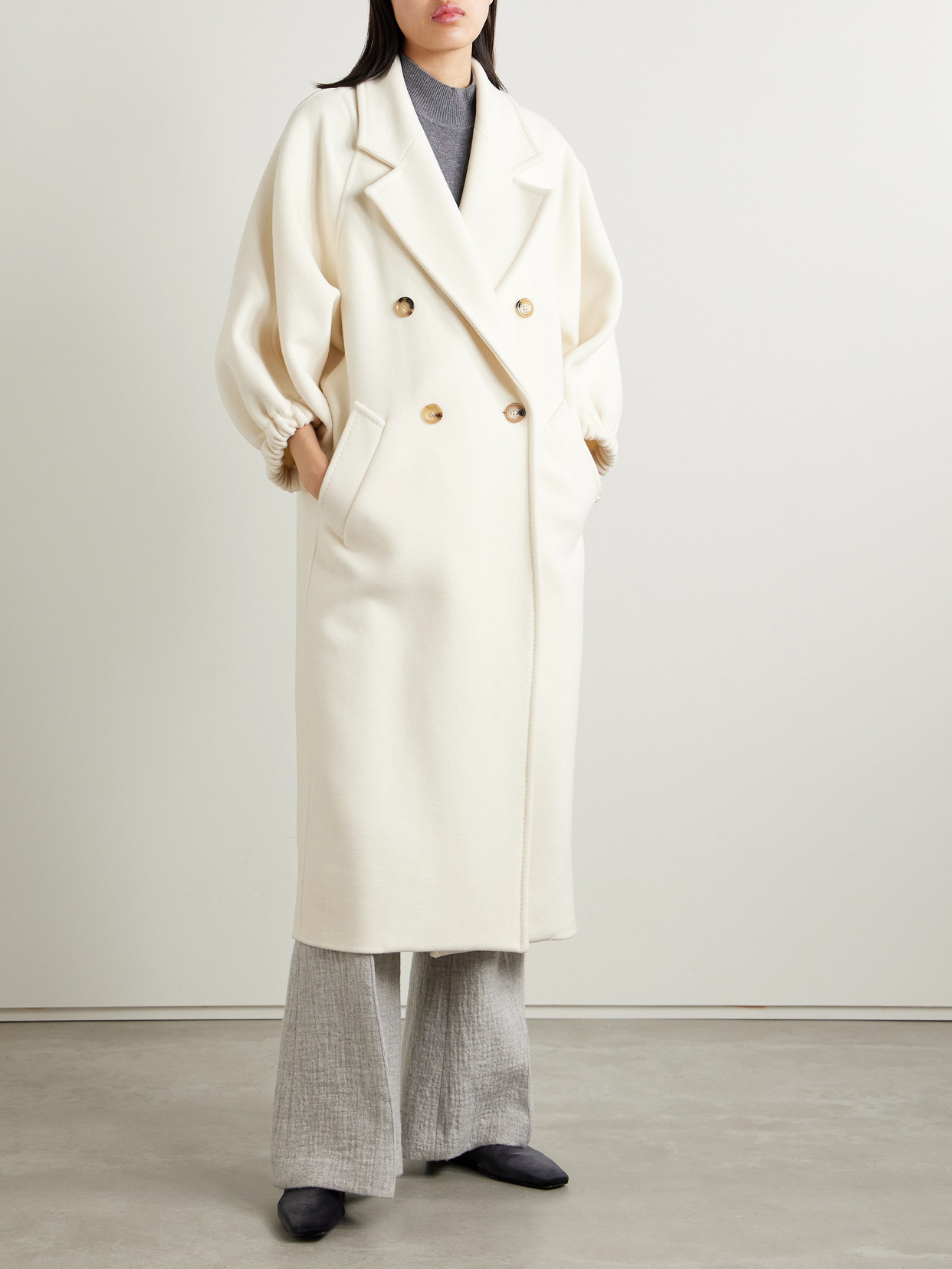 Max Mara Cappotto Zaffo In Cashmere Avorio Donna In White