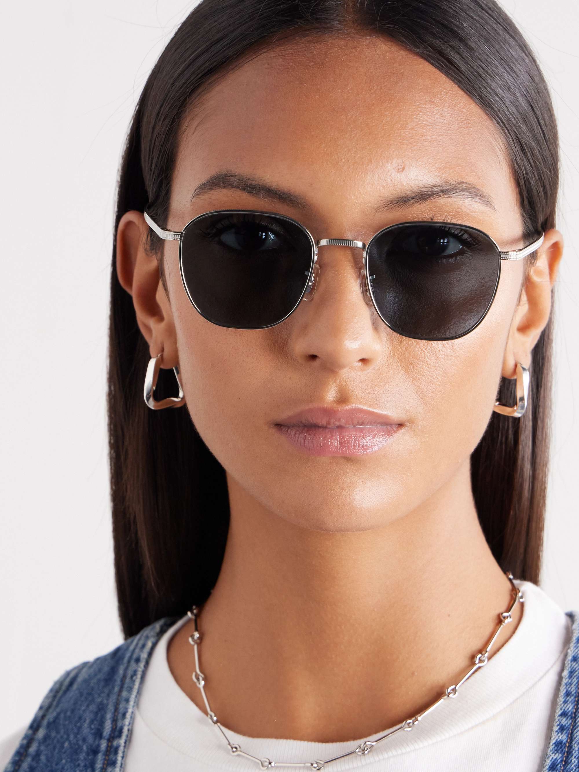 Rynn round-frame silver-tone sunglasses