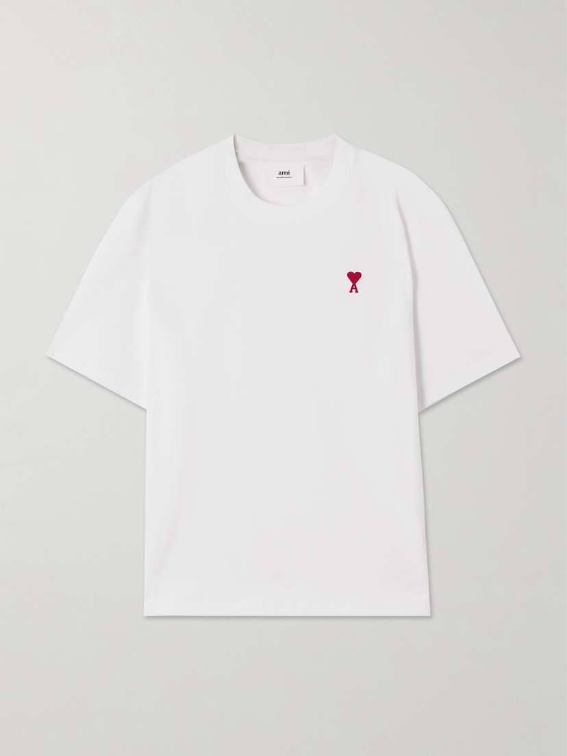 AMI PARIS + Net Sustain Adc Embroidered Organic Cotton-jersey T-shirt