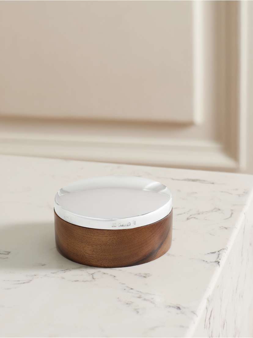 Christofle Uni Small Wood And Silver-plated Box