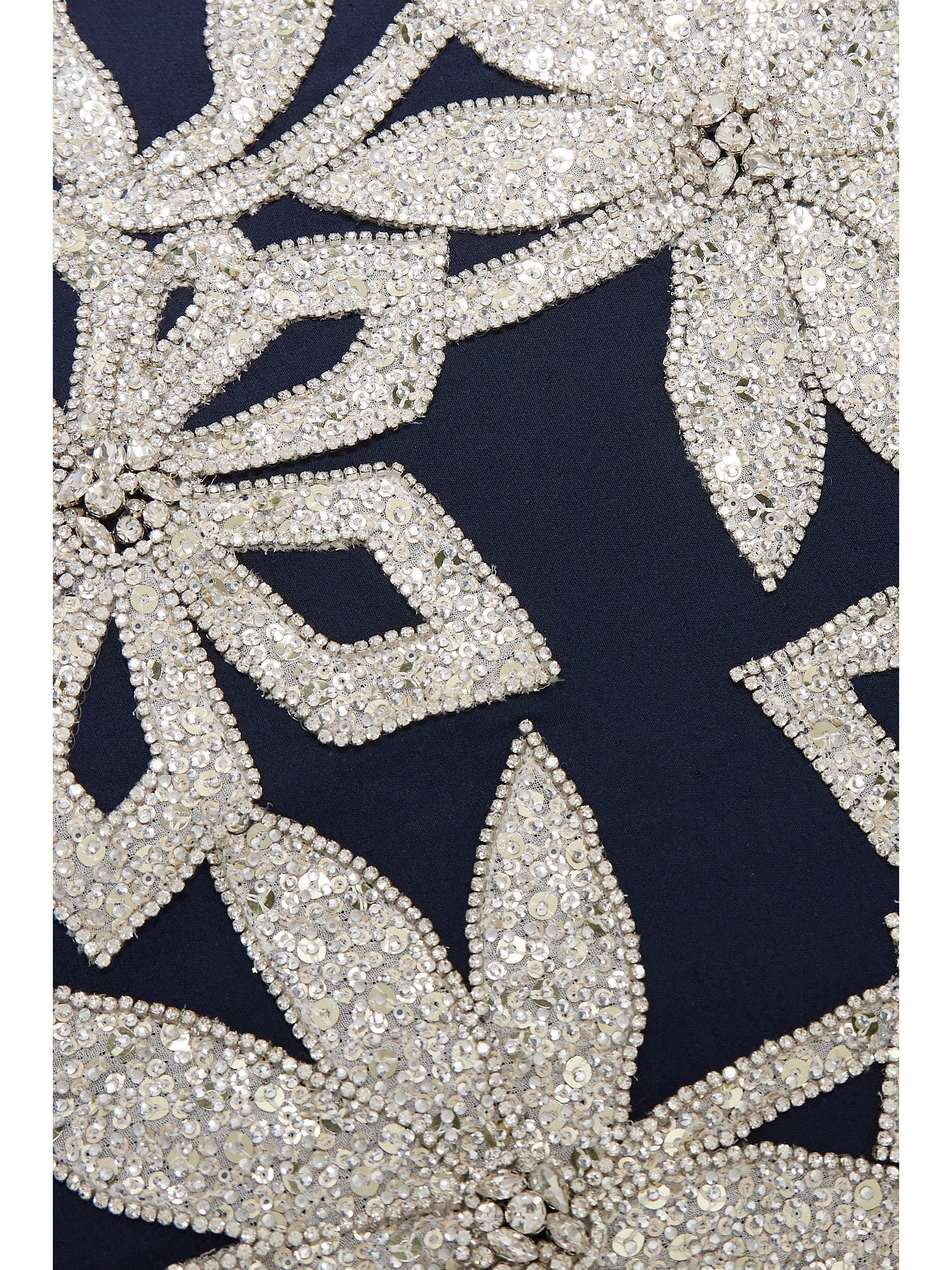 Oscar de la Renta Cape-effect embellished stretch-silk crepe gown