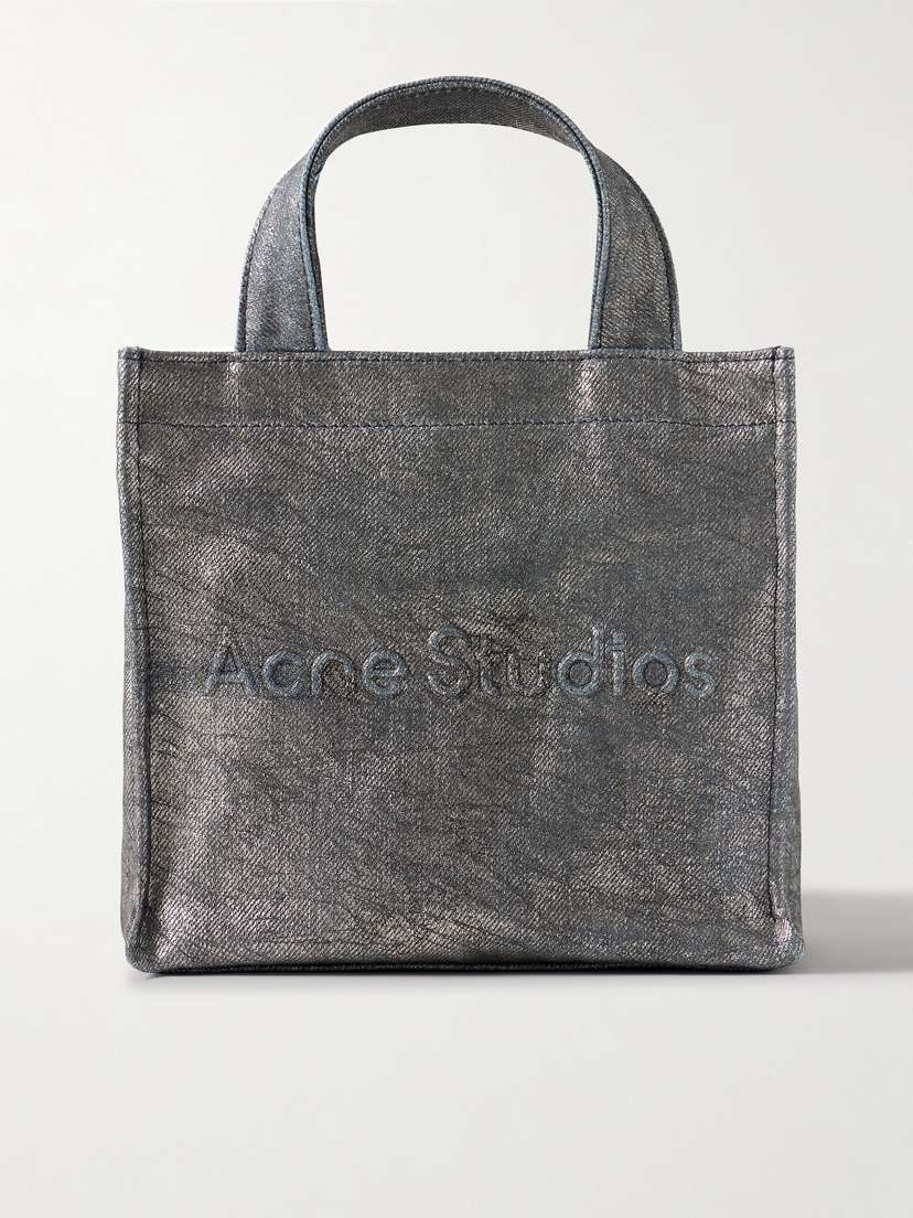 Acne Studios Embossed Distressed Metallic Denim Tote