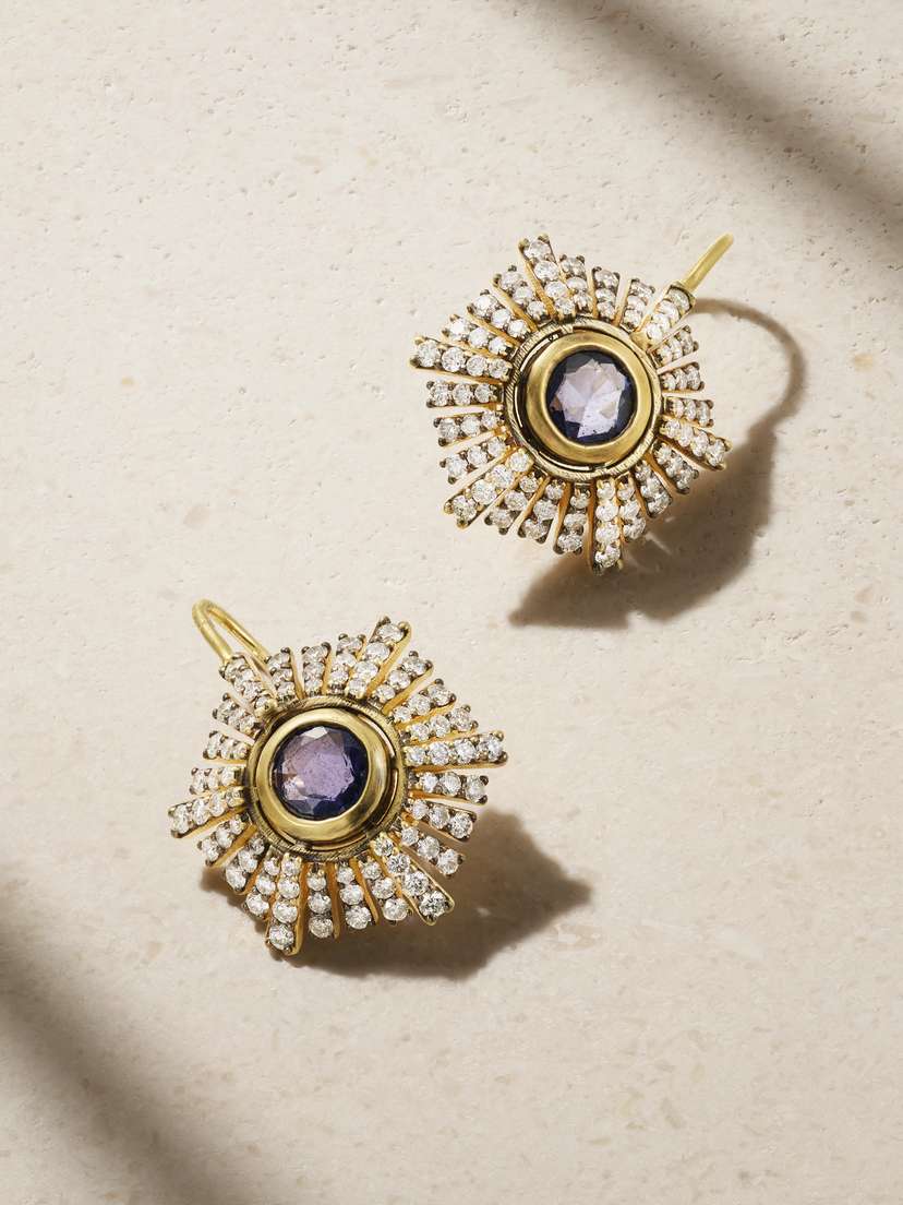 Sylva & Cie Paris 18-karat Gold, Sapphire And Diamond Earrings