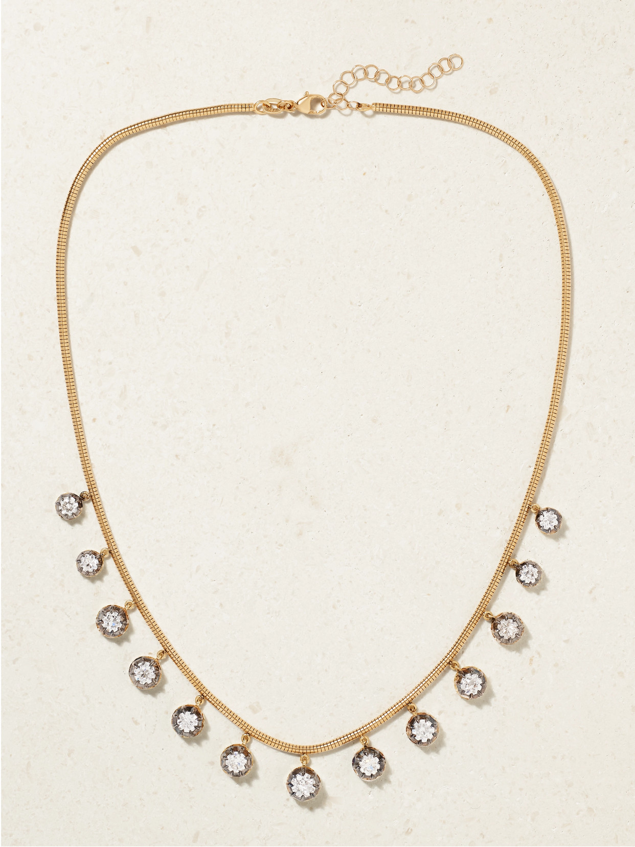 Jenna Blake Fringe 18-karat  Blackened Diamond Necklace