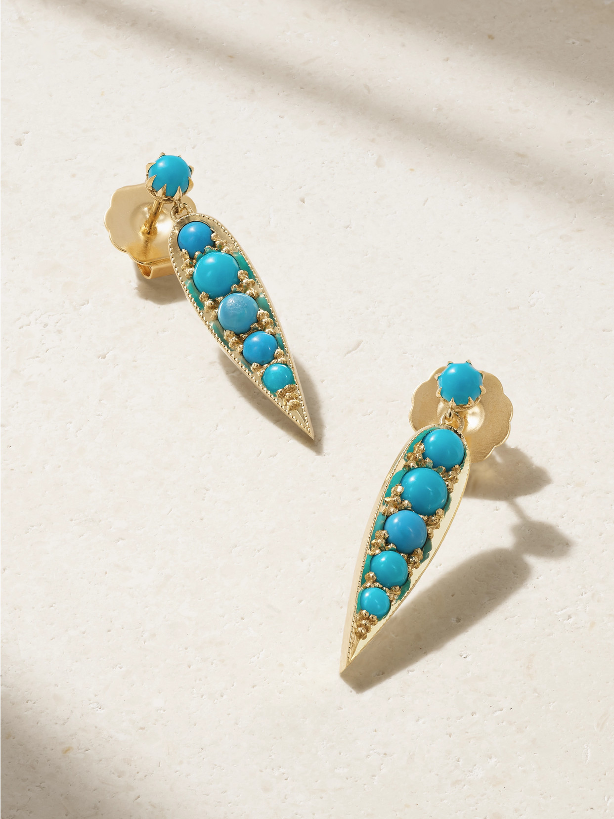 Jenna Blake Palm 18-karat Gold Turquoise Earrings In Blue