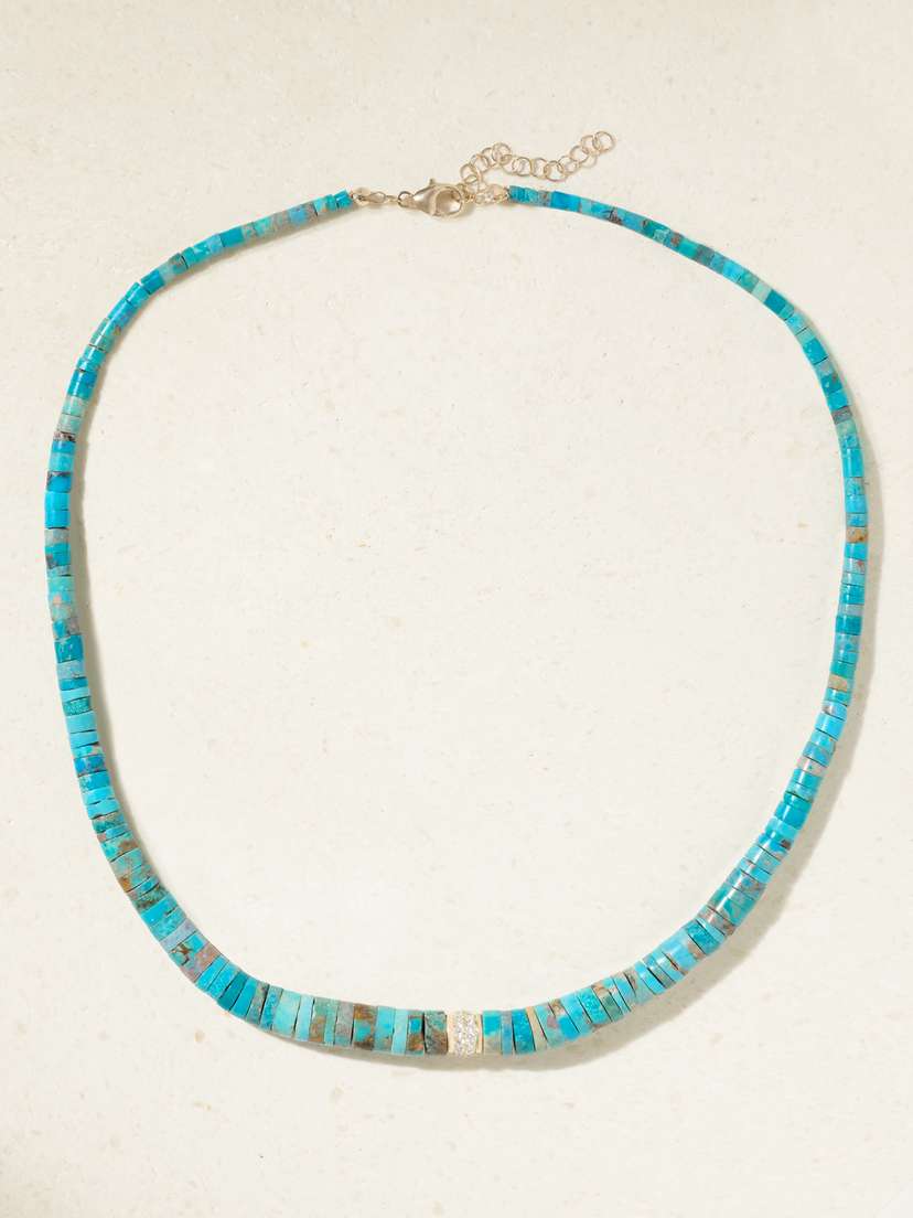 Jenna Blake 18-karat Gold, Turquoise And Diamond Necklace