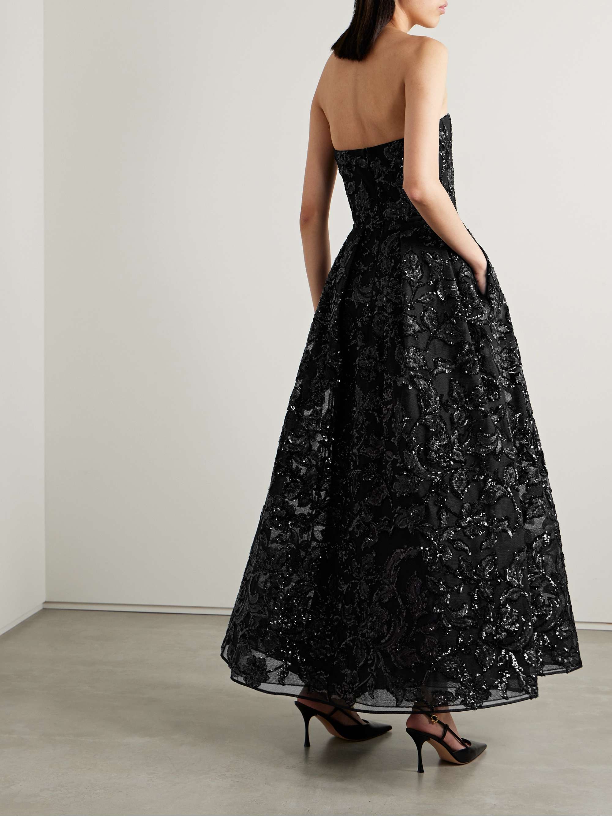 ELIE SAAB Strapless sequined tulle gown