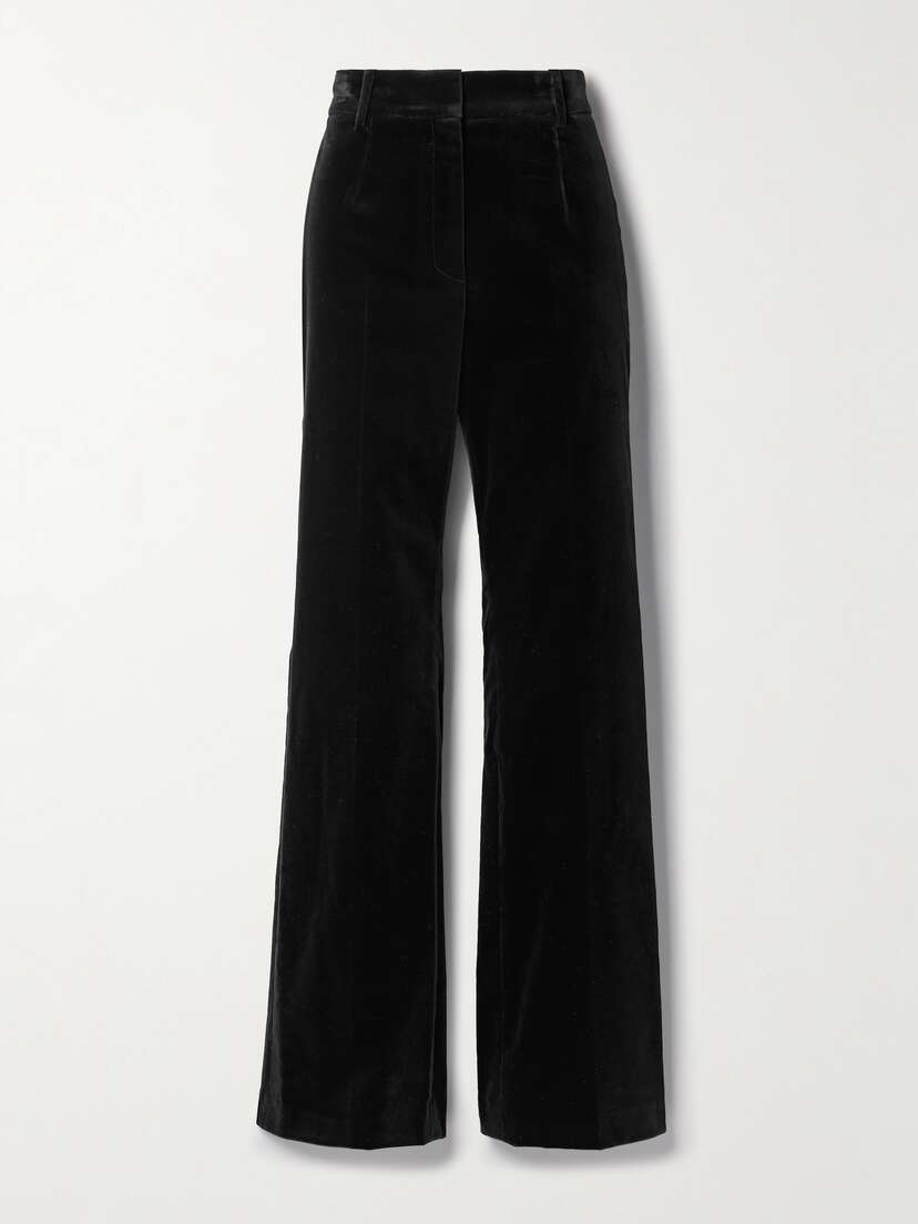 Nili Lotan Corette Cotton-blend Velvet Flared Pants