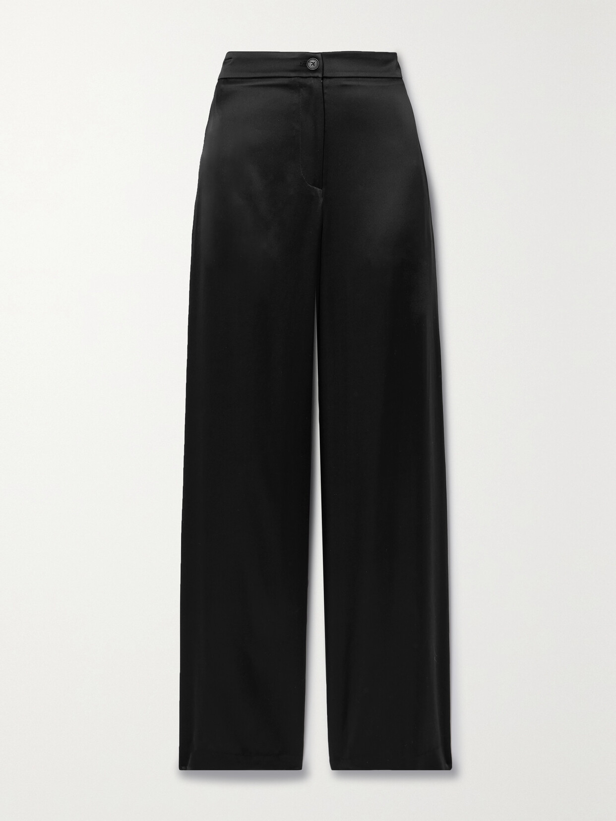 Nili Lotan Germain Silk-satin Straight-leg Pants In Black