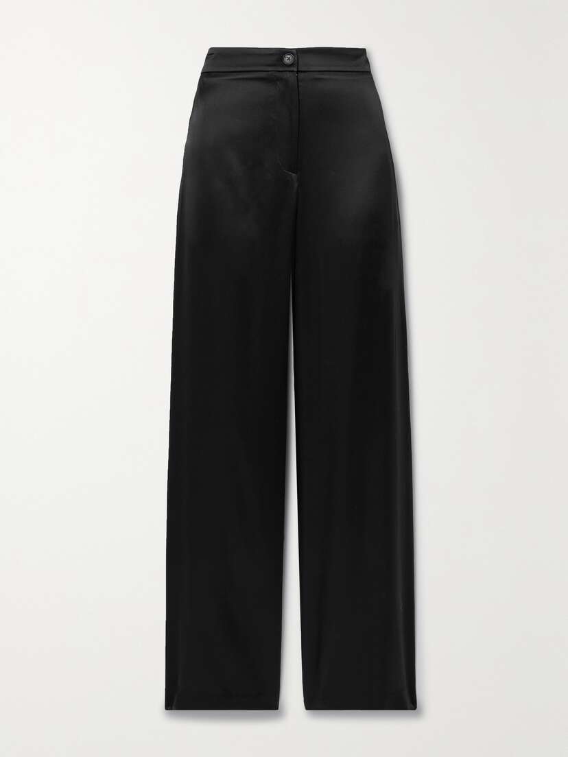 Nili Lotan Germain Silk-satin Straight-leg Pants