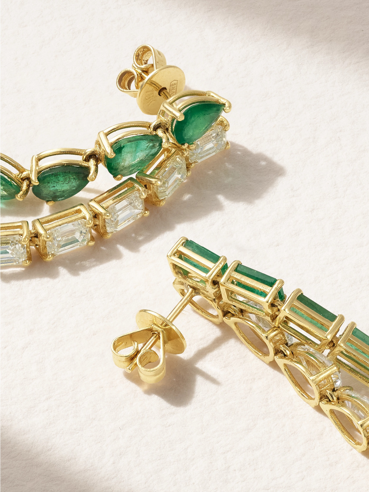 Shop Shay Mixed 18-karat Gold, Emerald And Diamond Earrings In Green