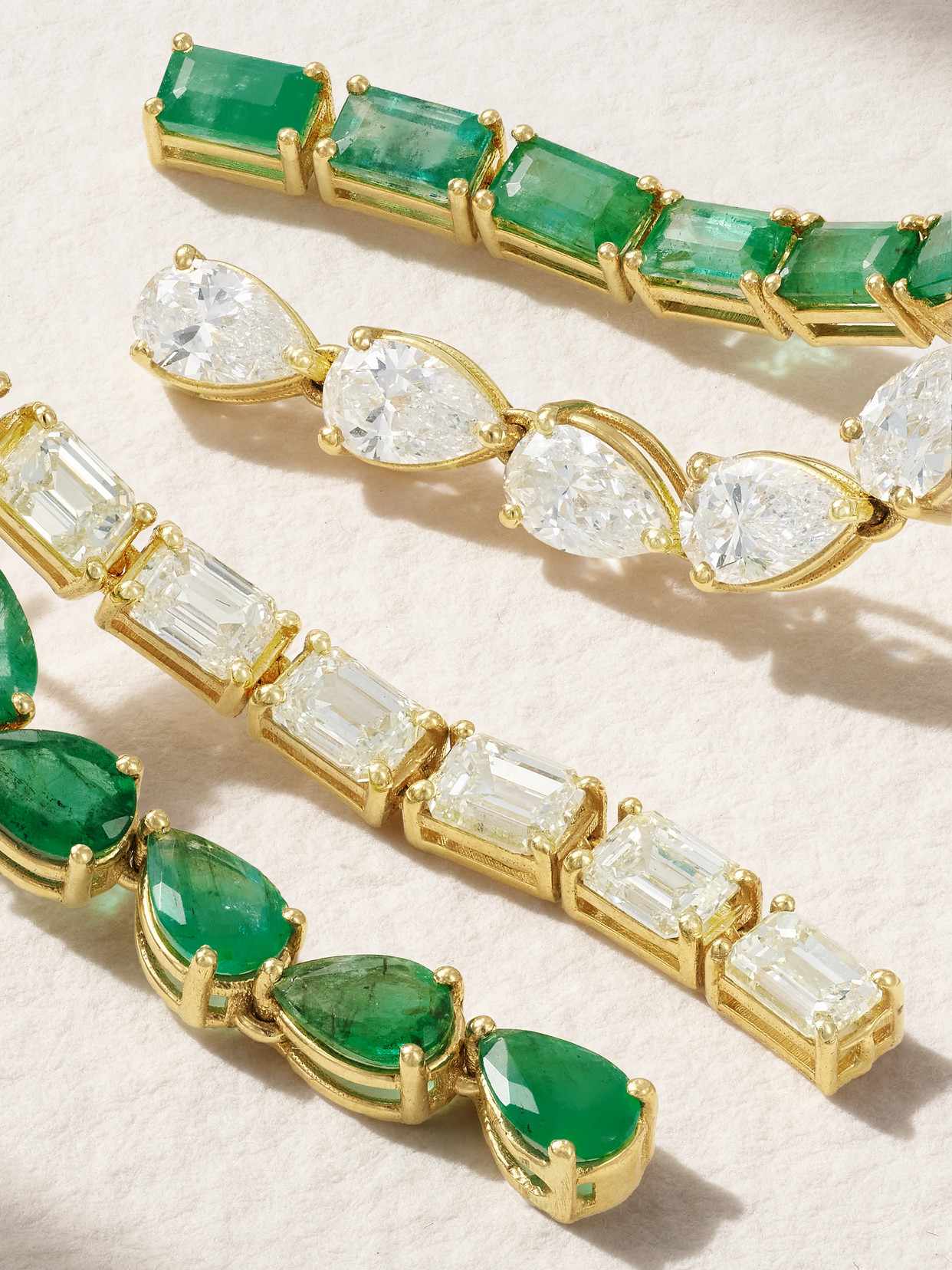 Shop Shay Mixed 18-karat Gold, Emerald And Diamond Earrings In Green