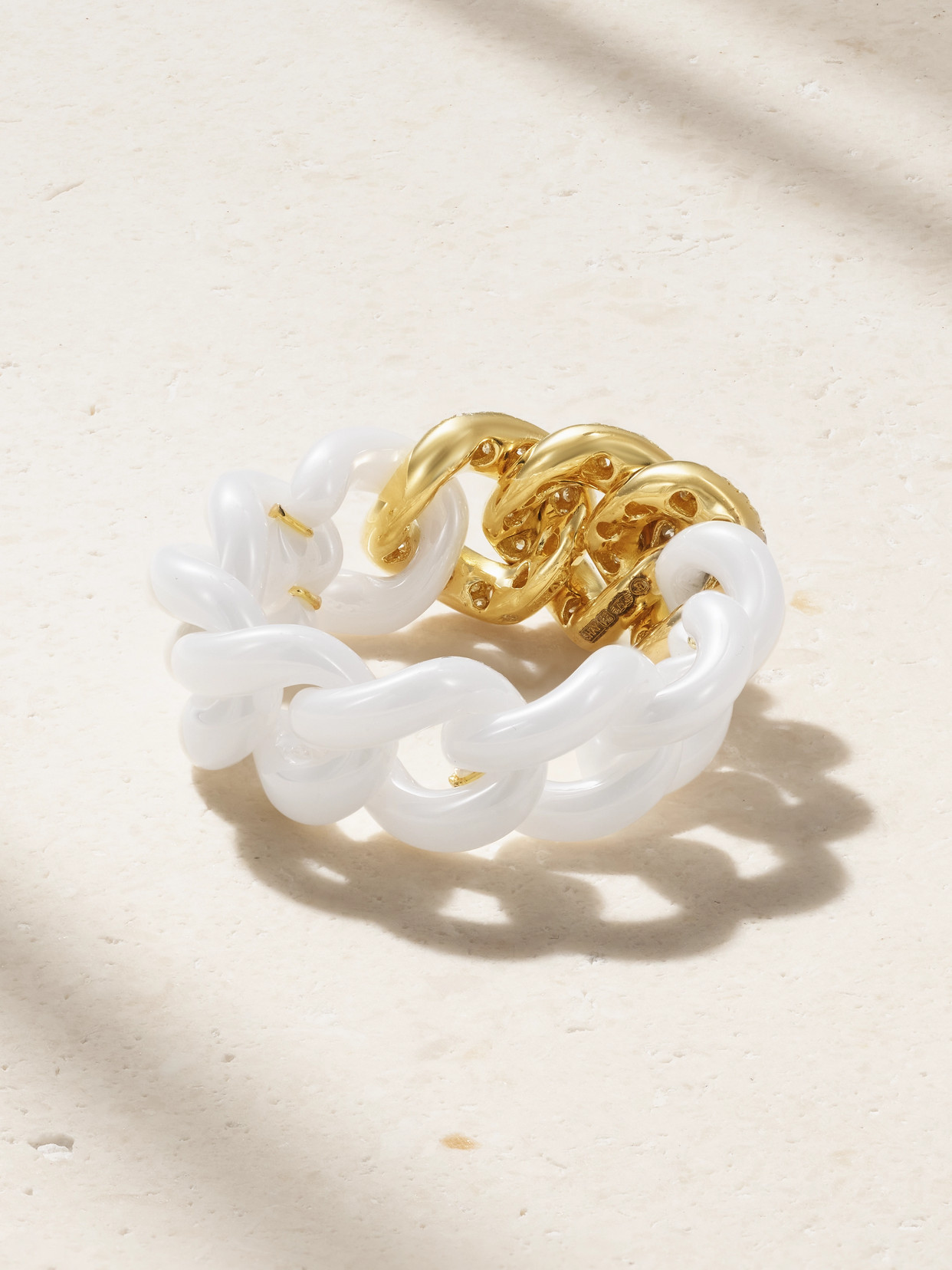 Shay 18-karat Gold, Ceramic And Diamond Ring In White