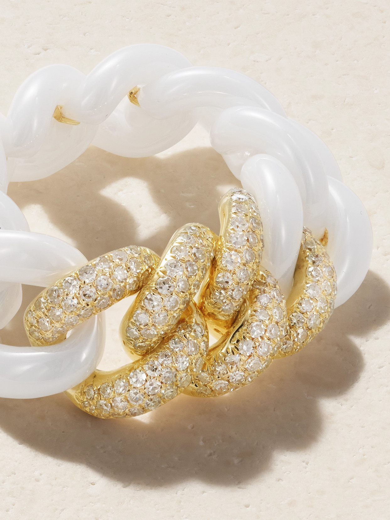Shay 18-karat Gold, Ceramic And Diamond Ring In White