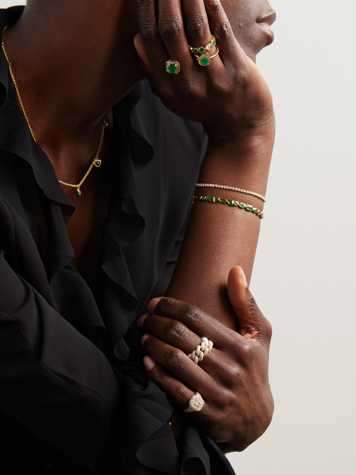 Shay 18-karat Gold, Ceramic And Diamond Ring In White