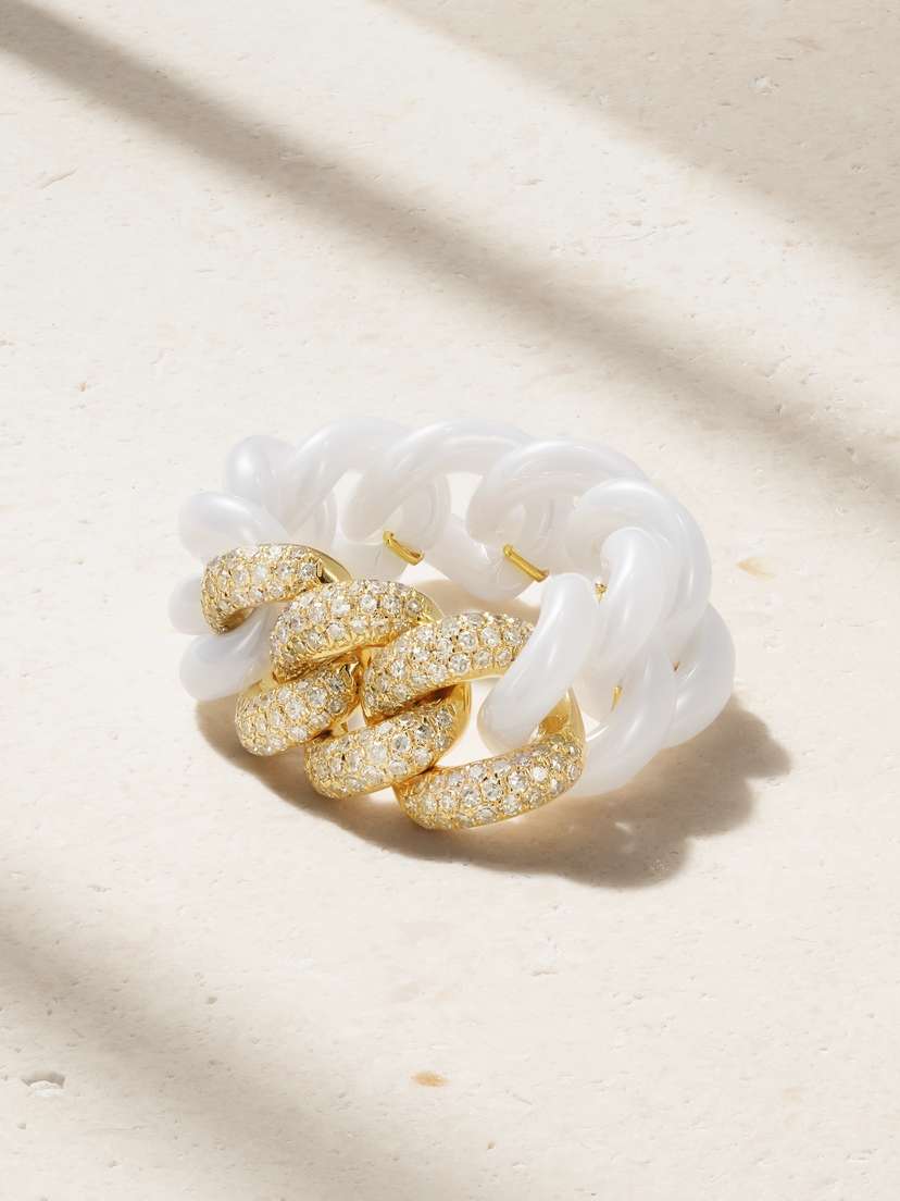 SHAY 18-karat Gold, Ceramic And Diamond Ring