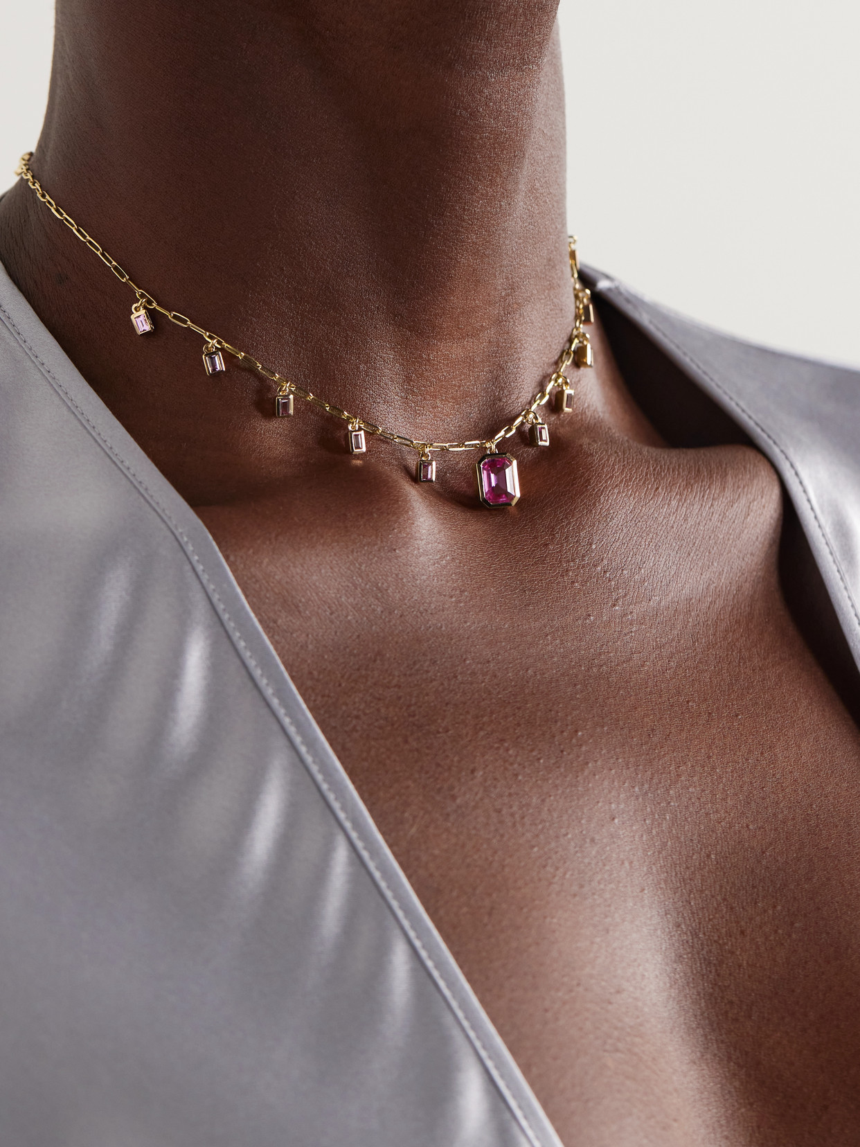 Shay 18-karat Rose Gold, Sapphire And Diamond Necklace In Pink