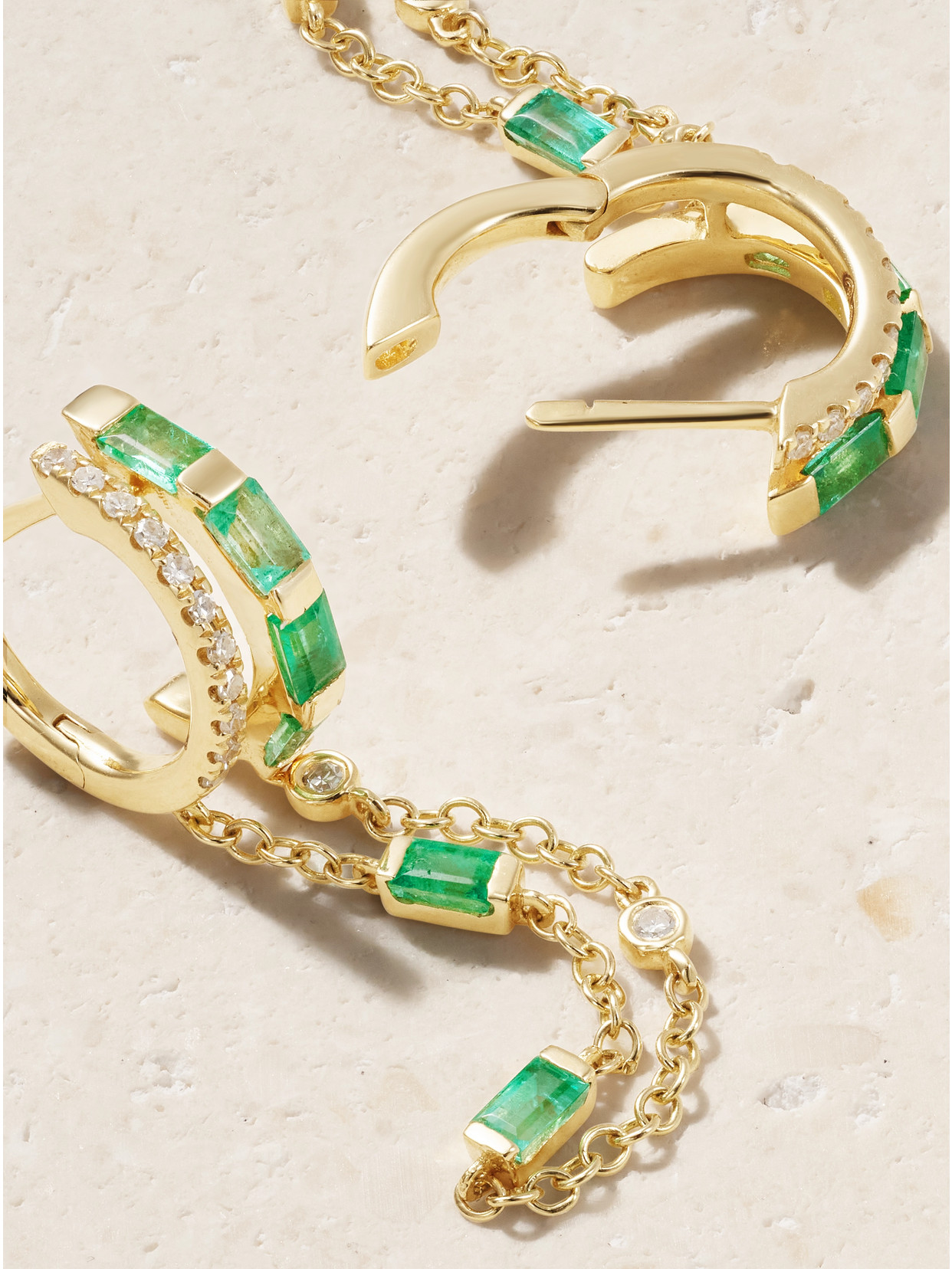 Shop Shay 18-karat Gold, Emerald And Diamond Earrings In Green