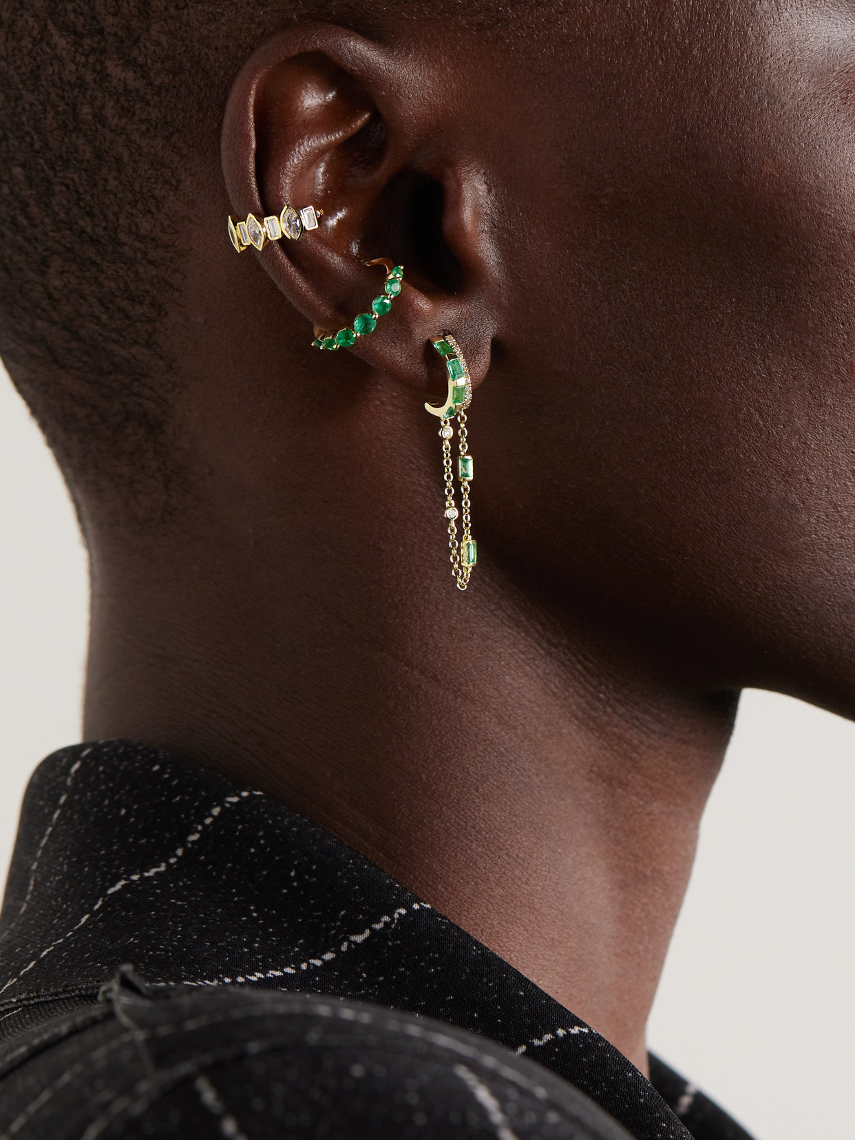 Shay 18-karat Gold, Emerald And Diamond Earrings In Green