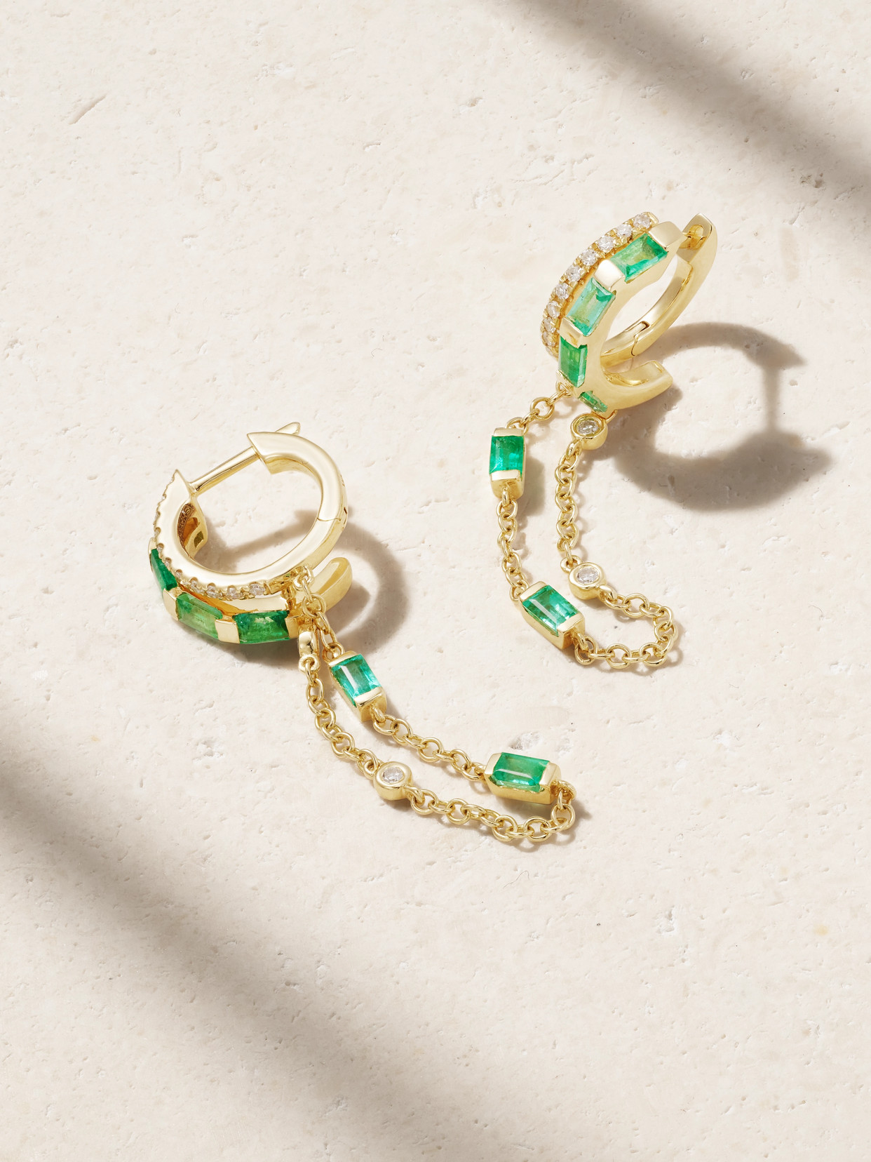 Shay 18-karat Gold, Emerald And Diamond Earrings In Green