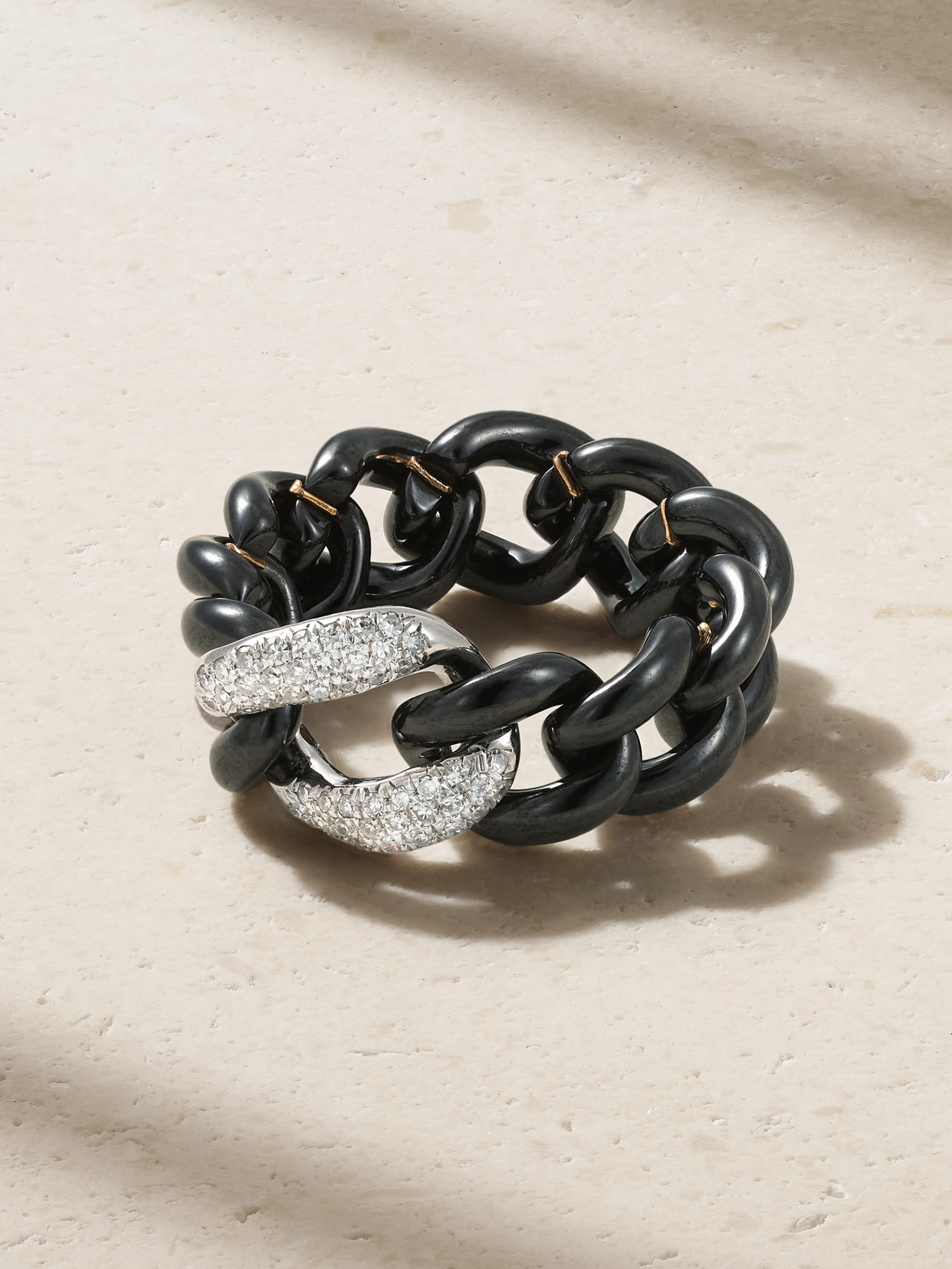 Shay Ceramic, 18-karat White Gold And Diamond Ring In Black