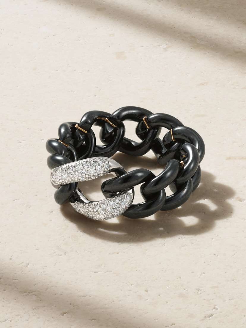 SHAY Ceramic, 1-karat White Gold And Diamond Ring